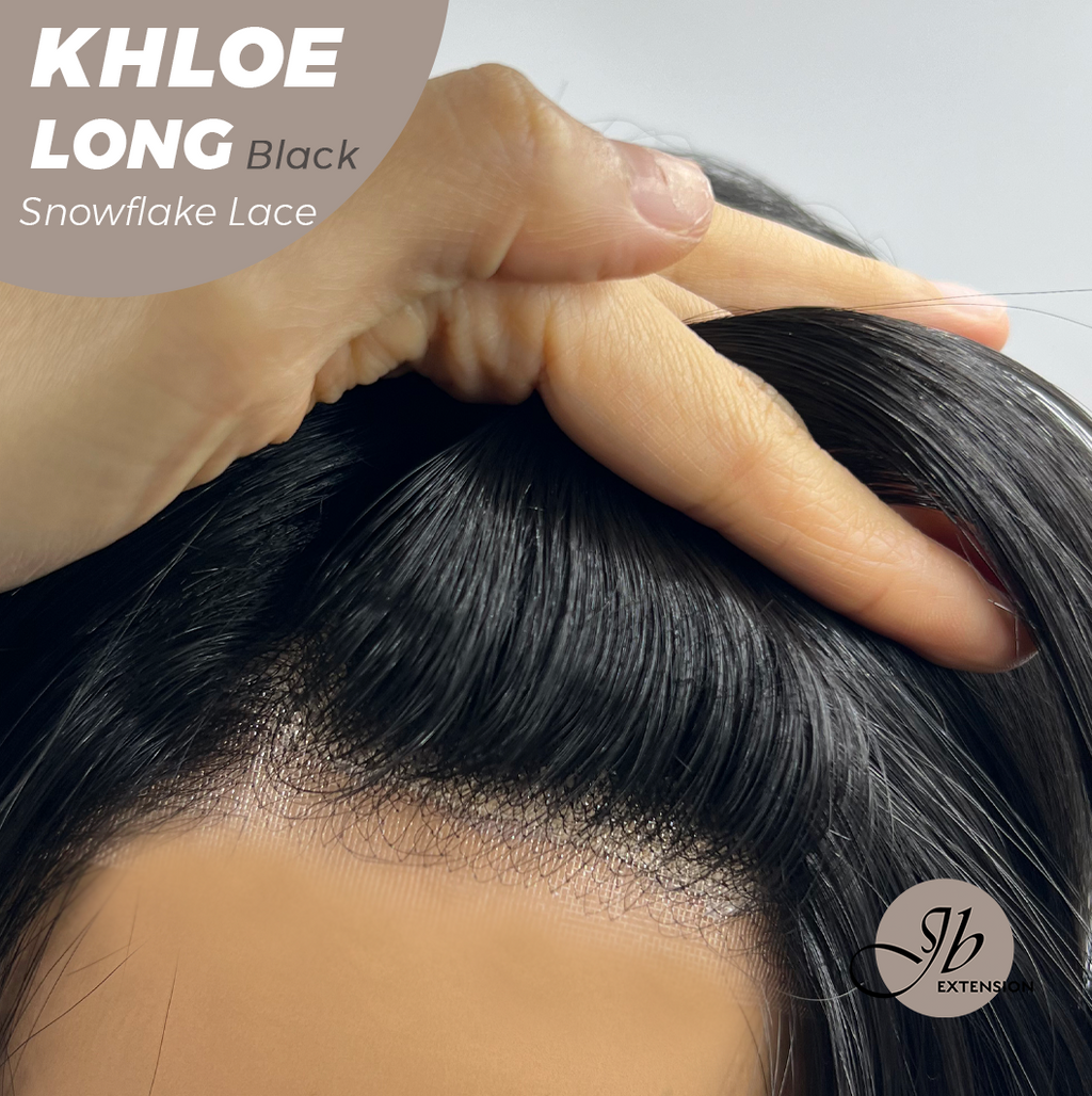 HOT OF SEASON - 18 Inches Black Pre-Cut Snowflake Lace Frontlace Glueless Wig KHLOE LONG BLACK【PERMATEASE】【BENDY EAR TABS】