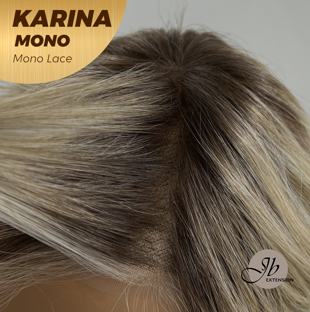 JBEXTENSION KARINA MONO Full Monofilament Handmade Full Lace Full Hand Tied Wig 14 Inches Blonde Mono Lace Handmade Futura Fiber Wig Glueless Wig KARINA MONO【BENDY EAR TABS】