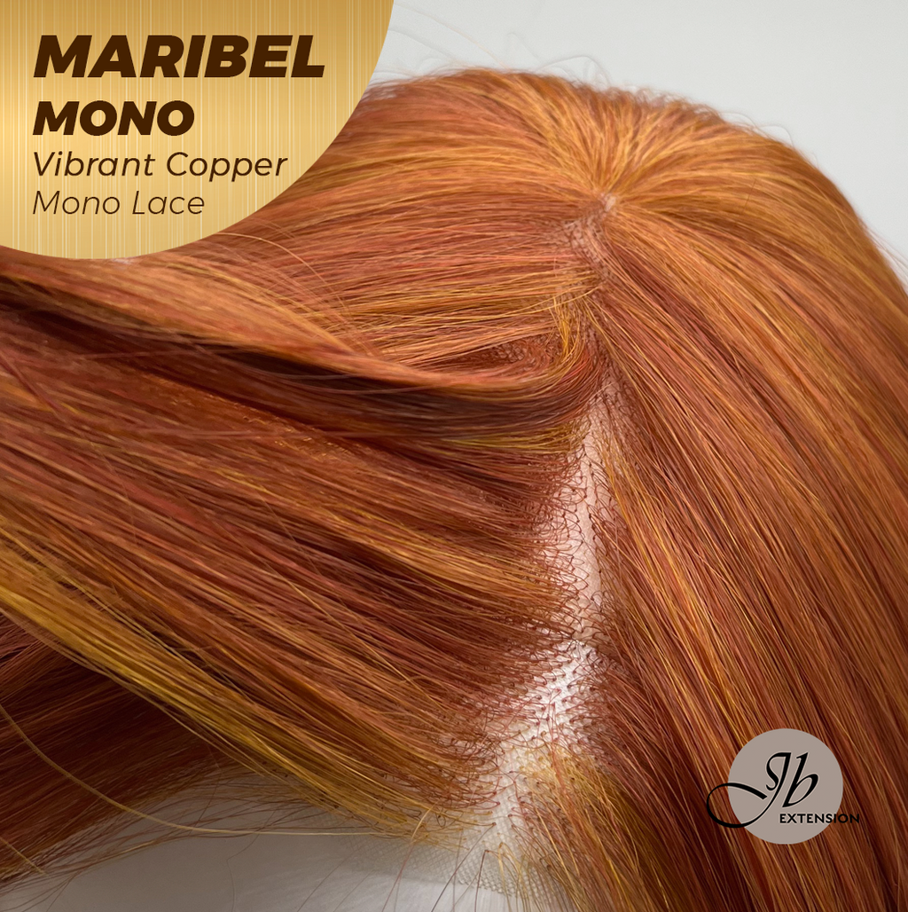 JBEXTENSION MARIBEL MONO VIBRANT COPPER Monofilament Handmade Wig 6X5 Full Monofilament Hand Tied Top Wig 16 Inches Vibrant Copper Wave Mono Lace Wig With Anti-slip Silicone Strips Glueless Wig MARIBEL MONO VIBRANT COPPER【BENDY EAR TABS】