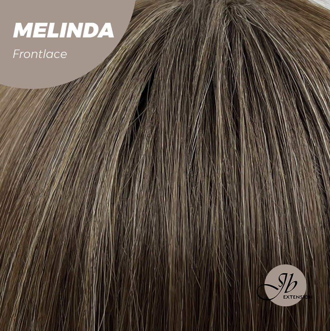 Nichole's Selection -  18 Inches Brown With Highlight Pre-Cut Frontlace Glueless Side Part Wig MELINDA