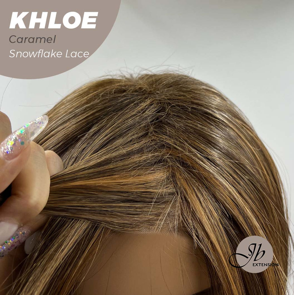 Nichole's Selection - 12 Inches Bob Cut Caramel Pre-Cut Snowflake Lace Frontlace Glueless Wig KHLOE LACE【PERMATEASE】【BENDY EAR TABS】