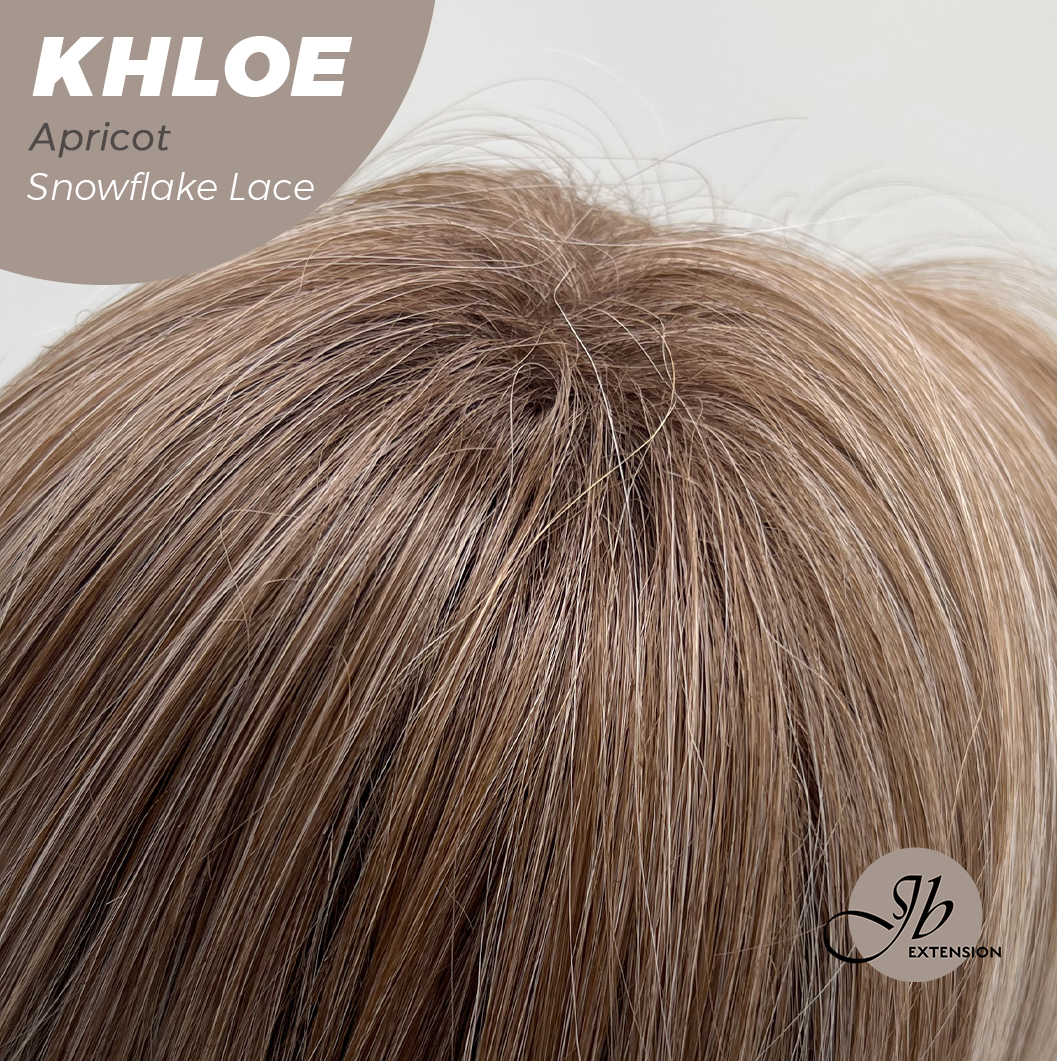 JBEXTENSION 12 Inches Bob Cut Apricot Pre-Cut Snowflake Lace Frontlace Glueless Wig KHLOE APRICOT【PERMATEASE】【BENDY EAR TABS】- M/L