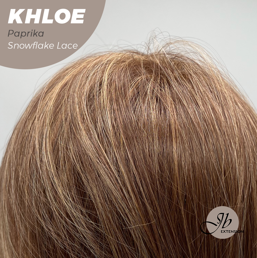 JBEXTENSION 12 Inches Bob Cut Paprika Pre-Cut Snowflake Lace Frontlace Glueless Wig KHLOE PAPRIKA【PERMATEASE】【BENDY EAR TABS】- M/L