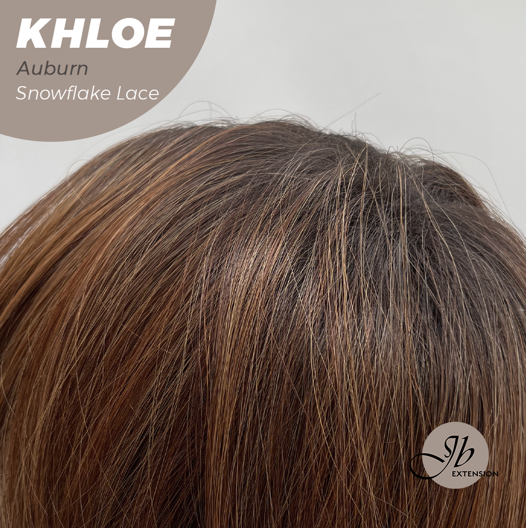 JBEXTENSION 12 Inches Bob Cut Auburn Pre-Cut Snowflake Lace Frontlace Glueless Wig KHLOE AUBURN【PERMATEASE】【BENDY EAR TABS】- M/L