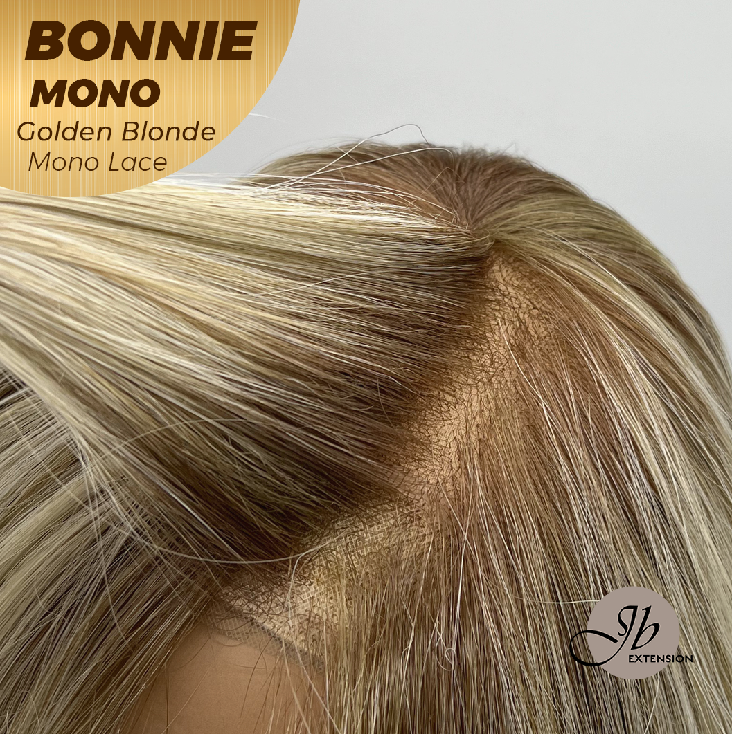 [PRE-ORDER] JBEXTENSION BONNIE MONO GOLDEN BLONDE Full Monofilament Handmade Full Lace Full Hand Tied Wig 12 Inches Golden Blonde With Dark Root Mono Lace Handmade Futura Fiber Glueless Wig BONNIE MONO GOLDEN BLONDE【BENDY EAR TABS】