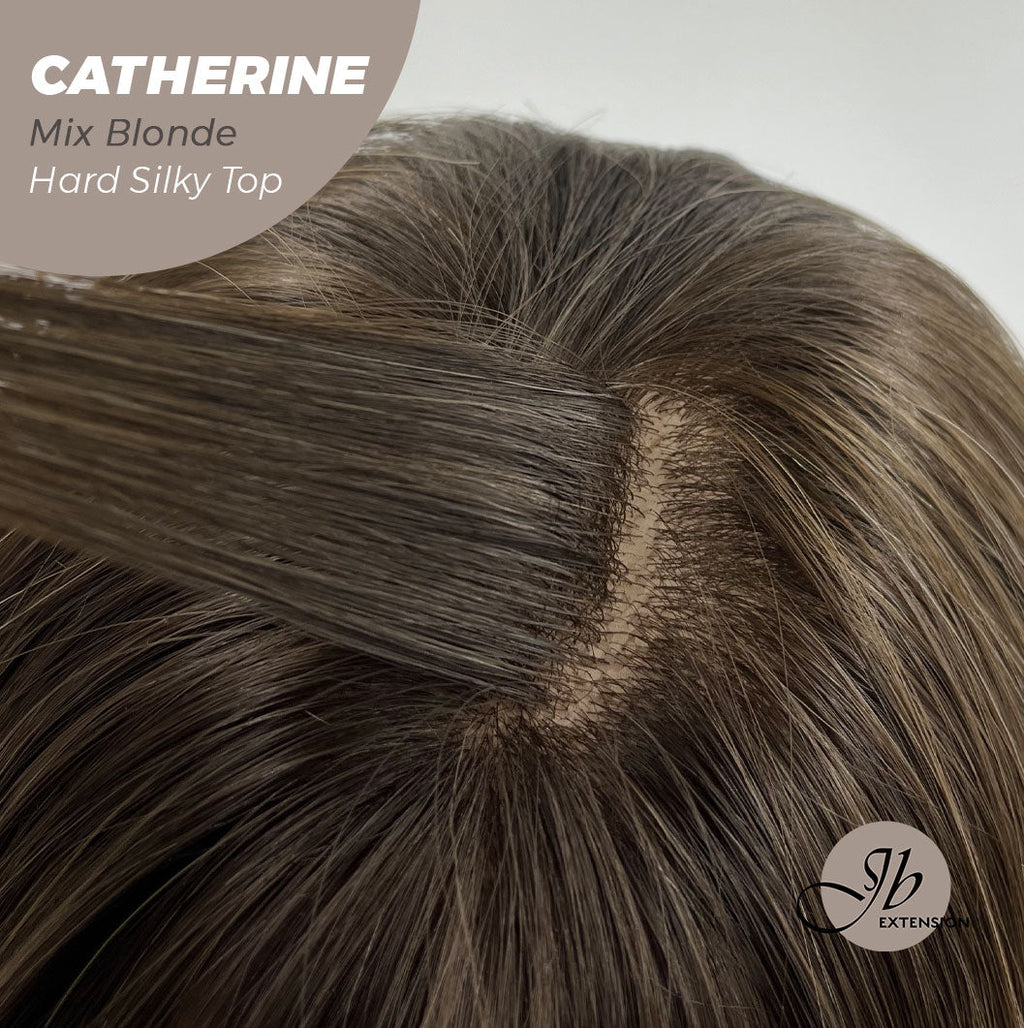 JBEXTENSION 25 Inches Scalpiana Mix Blonde 3.5X4 Hard Silky Top Natural Scalp Effect Wig With Bangs CATHERINE MIX BLONDE