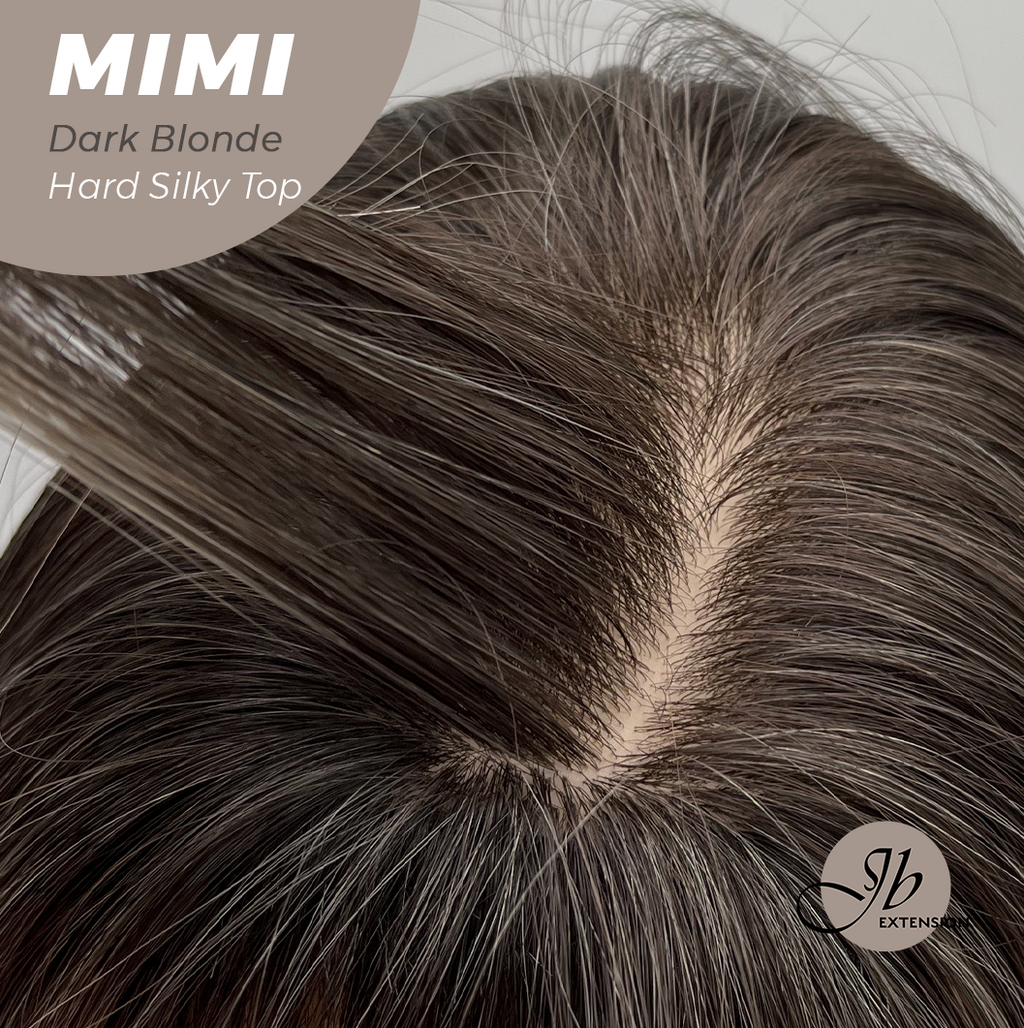 JBEXTENSION 16 Inches Scalpiana 3.5X4 Hard Silky Top Natural Scalp Effect Dark Blonde Body Wave Wig With Bangs Wig MIMI SILK TOP DARK BLONDE