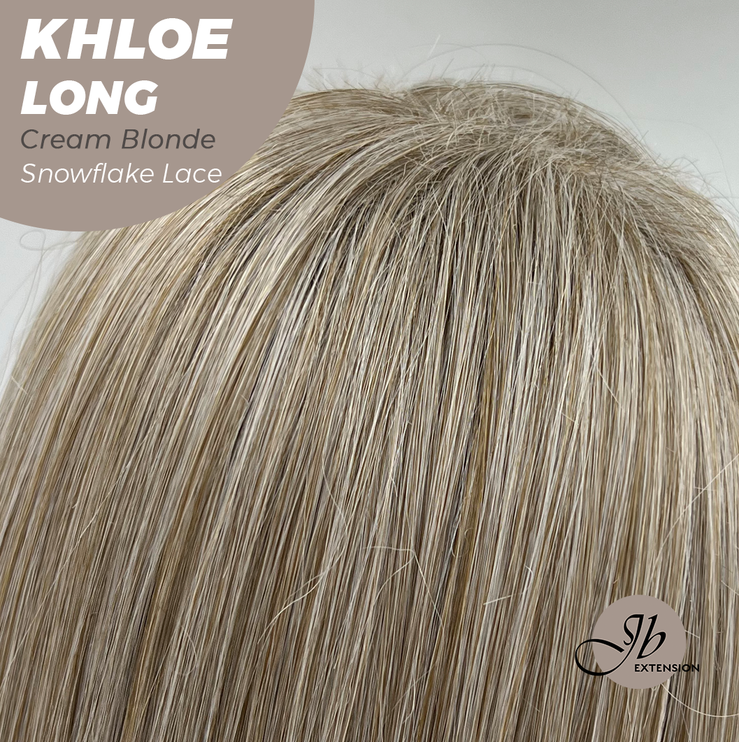 JBEXTENSION 18 Inches Cream Blonde Pre-Cut Snowflake Lace Frontlace Glueless Wig KHLOE LONG CREAM BLONDE【PERMATEASE】【BENDY EAR TABS】