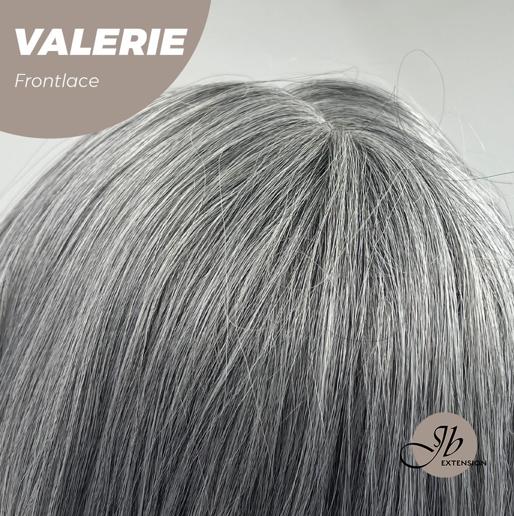 JBEXTENSION 18 Inches Curly Grey Pre-Cut Frontlace Glueless Wig VALERIE