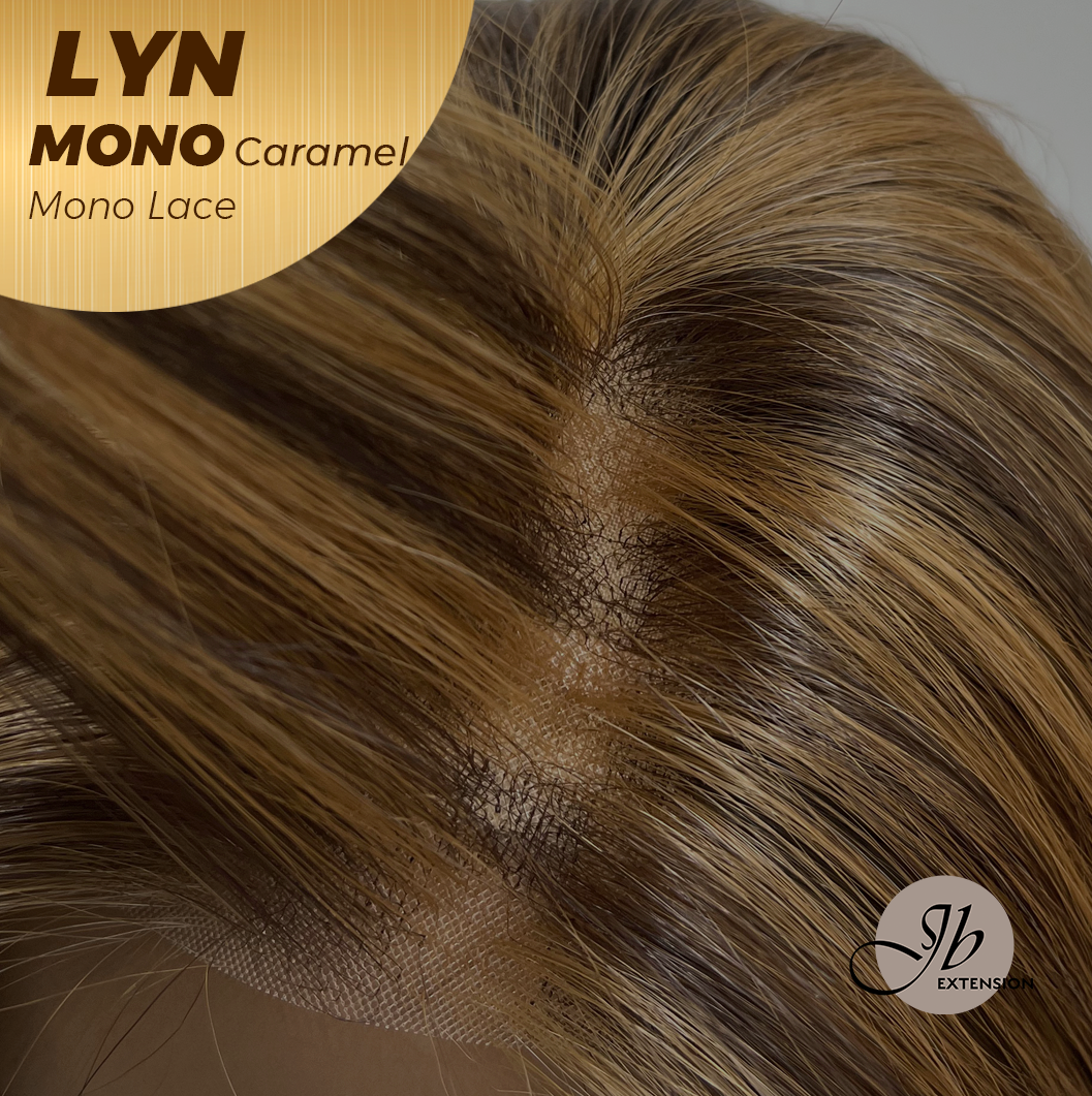 JBEXTENSION LYN MONO Partial Monofilament Wig 17 Inches Caramel Partial Mono Lace Glueless Wig LYN MONO CARAMEL【BENDY EAR TABS】