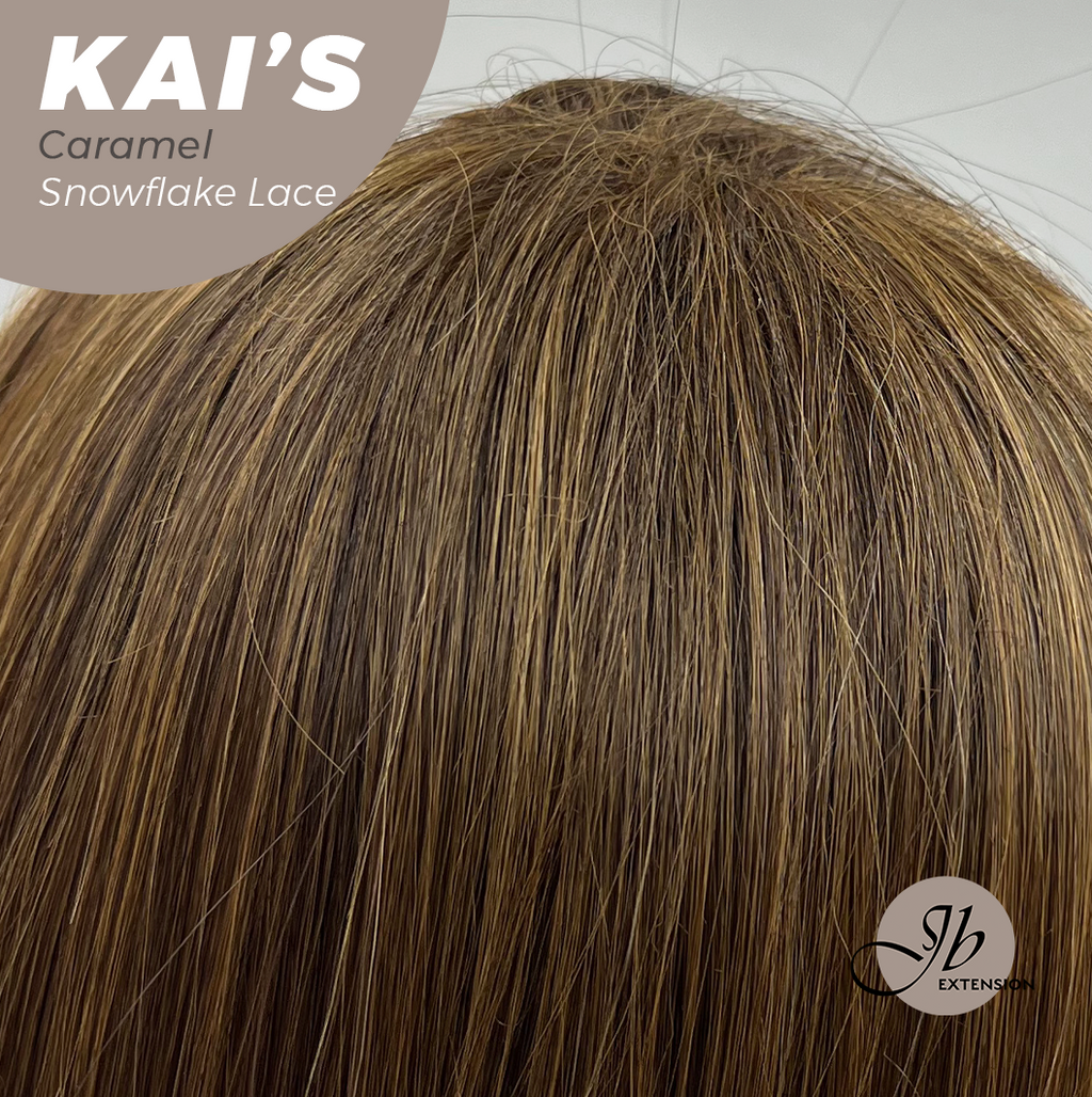 JBEXTENSION 18 Inches Caramel Pre-Cut Snowflake Lace Frontlace Glueless Wig KAI'S CARAMEL【PERMATEASE】【BENDY EAR TABS】