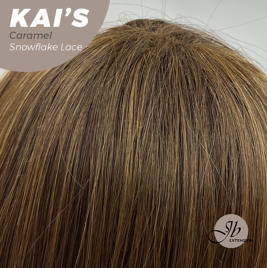 JBEXTENSION 18 Inches Caramel Pre-Cut Snowflake Lace Frontlace Glueless Wig KAI'S CARAMEL【PERMATEASE】【BENDY EAR TABS】