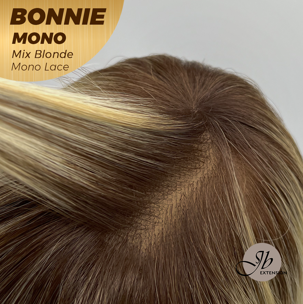 [PRE-ORDER] JBEXTENSION BONNIE MONO MIX BLONDE Full Monofilament Handmade Full Lace Full Hand Tied Wig 12 Inches Mix Blonde With Dark Root Mono Lace Handmade Futura Fiber Glueless Wig BONNIE MONO MIX BLONDE【BENDY EAR TABS】