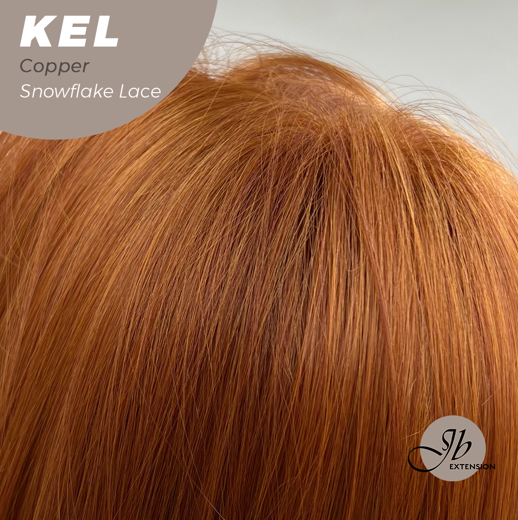 JBEXTENSION 22 Inches Copper Pre-Cut Snowflake Lace Frontlace Glueless Wig KEL COPPER【PERMATEASE】【BENDY EAR TABS】- S/M