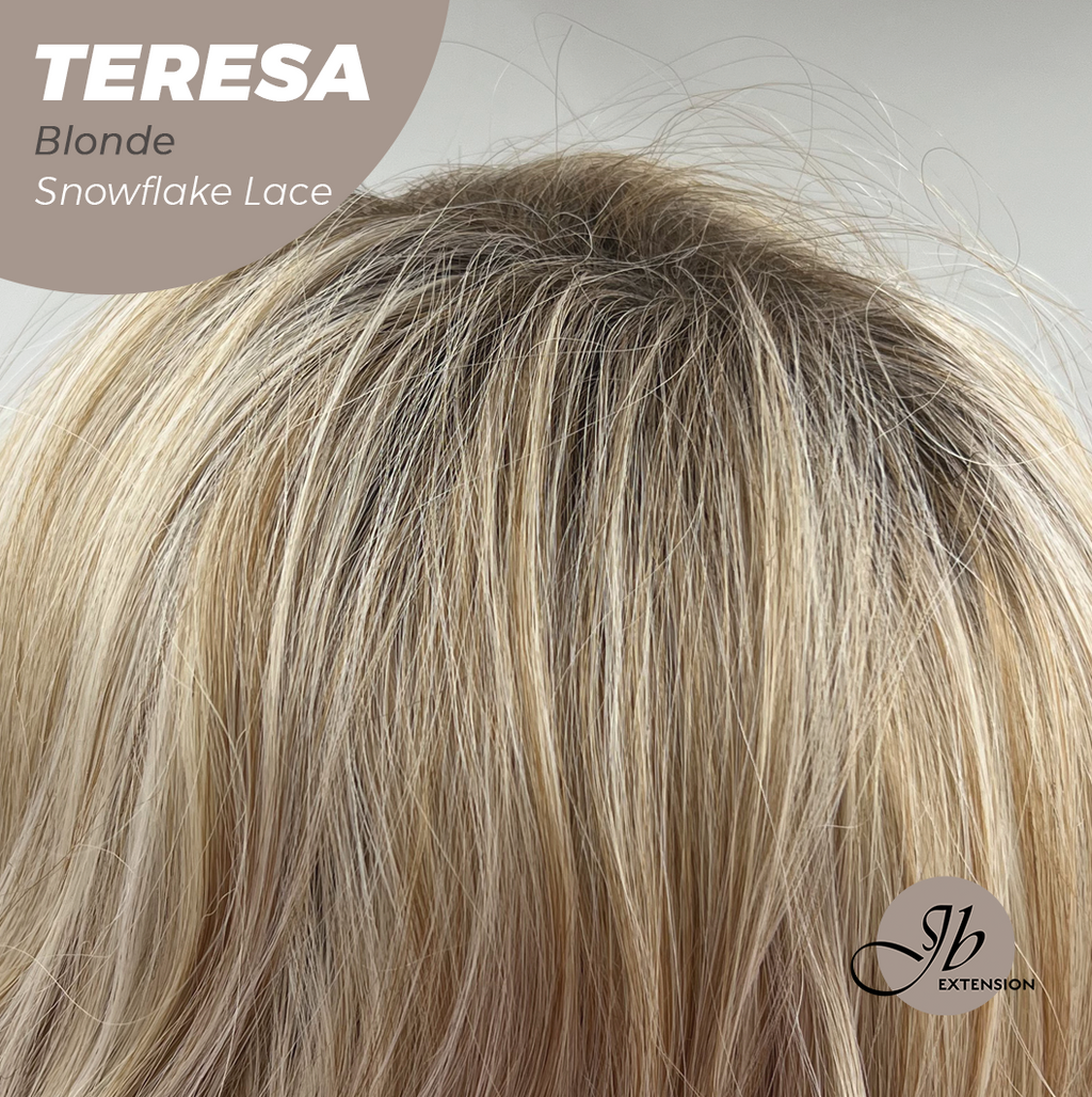 JBEXTENSION 18 Inches Mix Blonde Pre-Cut Snowflake Lace Frontlace Glueless Wig TERESA BLONDE【PERMATEASE】【BENDY EAR TABS】