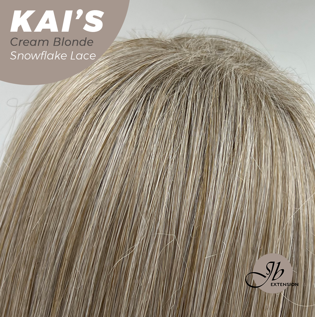 JBEXTENSION 18 Inches Cream Blonde Pre-Cut Snowflake Lace Frontlace Glueless Wig KAI'S CREAM BLONDE【PERMATEASE】【BENDY EAR TABS】