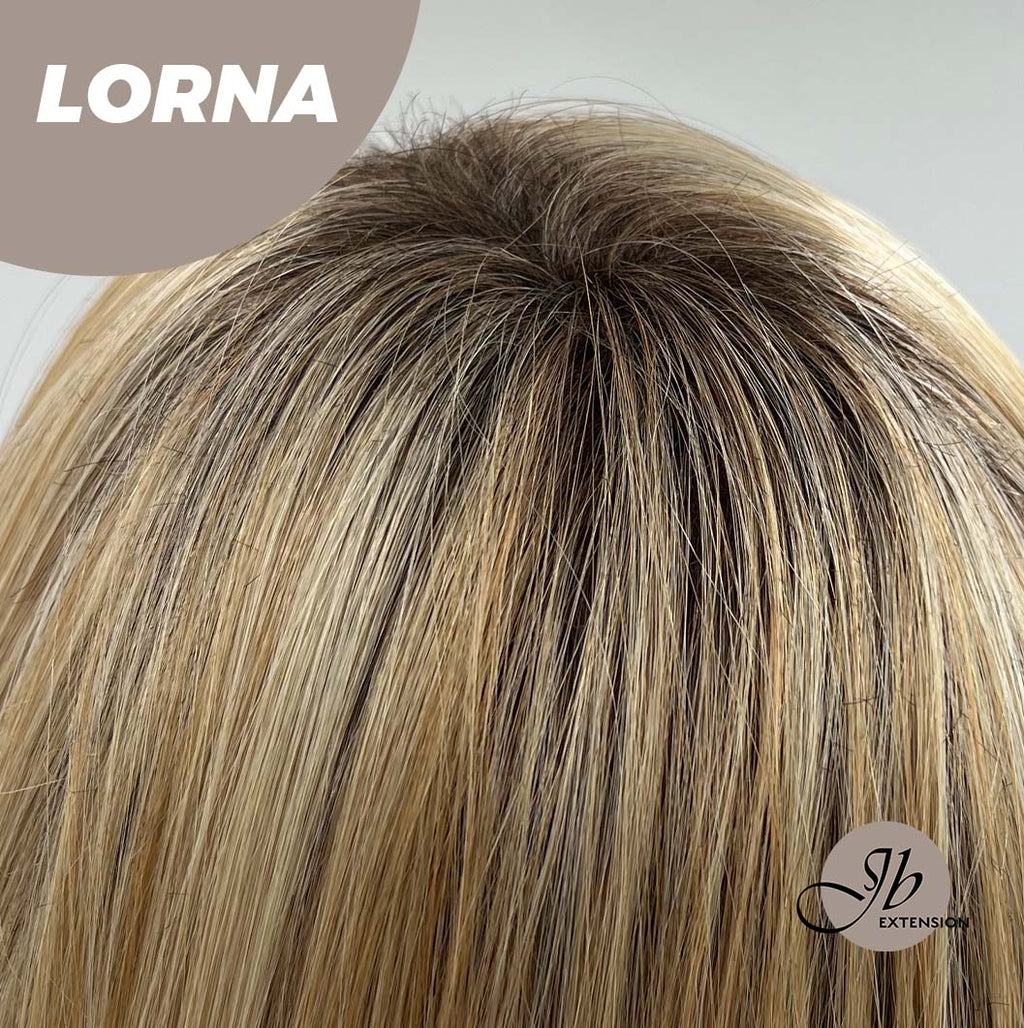 HOT OF SEASON - 18 Inches Blonde Curly Women Fashion Full Machine Wig With Bangs LORNA【PLUS PERMATEASE】【BENDY EAR TABS】
