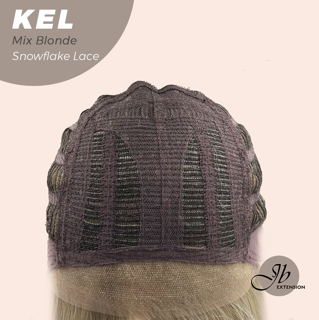 JBEXTENSION 22 Inches Mix Blonde Pre-Cut Snowflake Lace Frontlace Glueless Wig KEL MIX BLONDE【PERMATEASE】【BENDY EAR TABS】- S/M