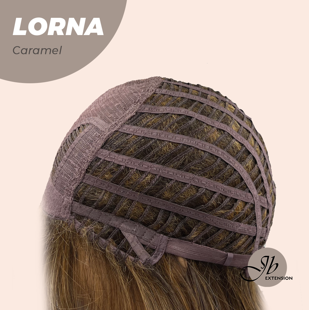 HOT OF SEASON -18 Inches Caramel Curly Women Fashion Full Machine Wig With Bangs LORNA CARAMEL【PLUS PERMATEASE】【BENDY EAR TABS】
