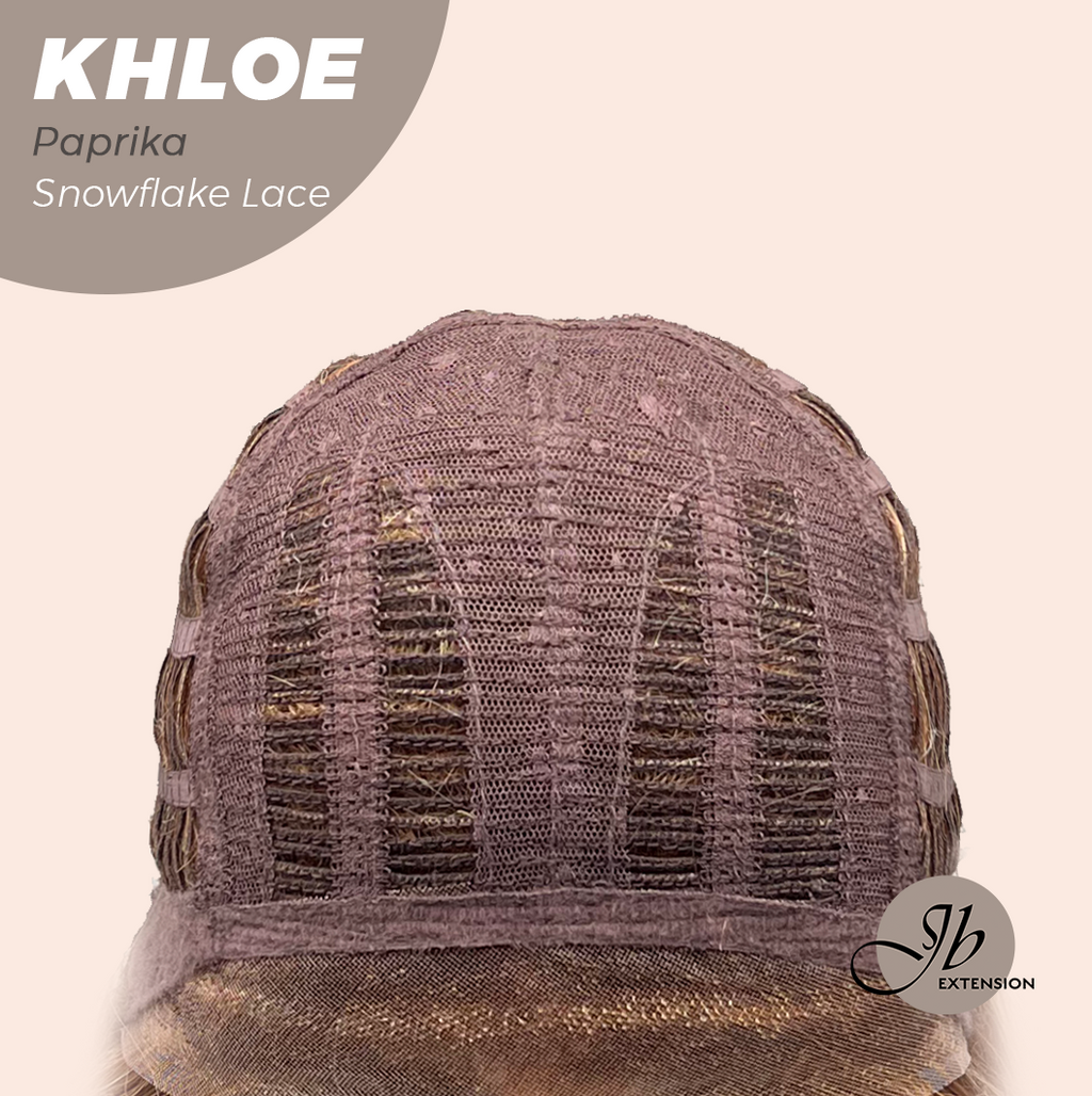 JBEXTENSION 12 Inches Bob Cut Paprika Pre-Cut Snowflake Lace Frontlace Glueless Wig KHLOE PAPRIKA【PERMATEASE】【BENDY EAR TABS】- M/L