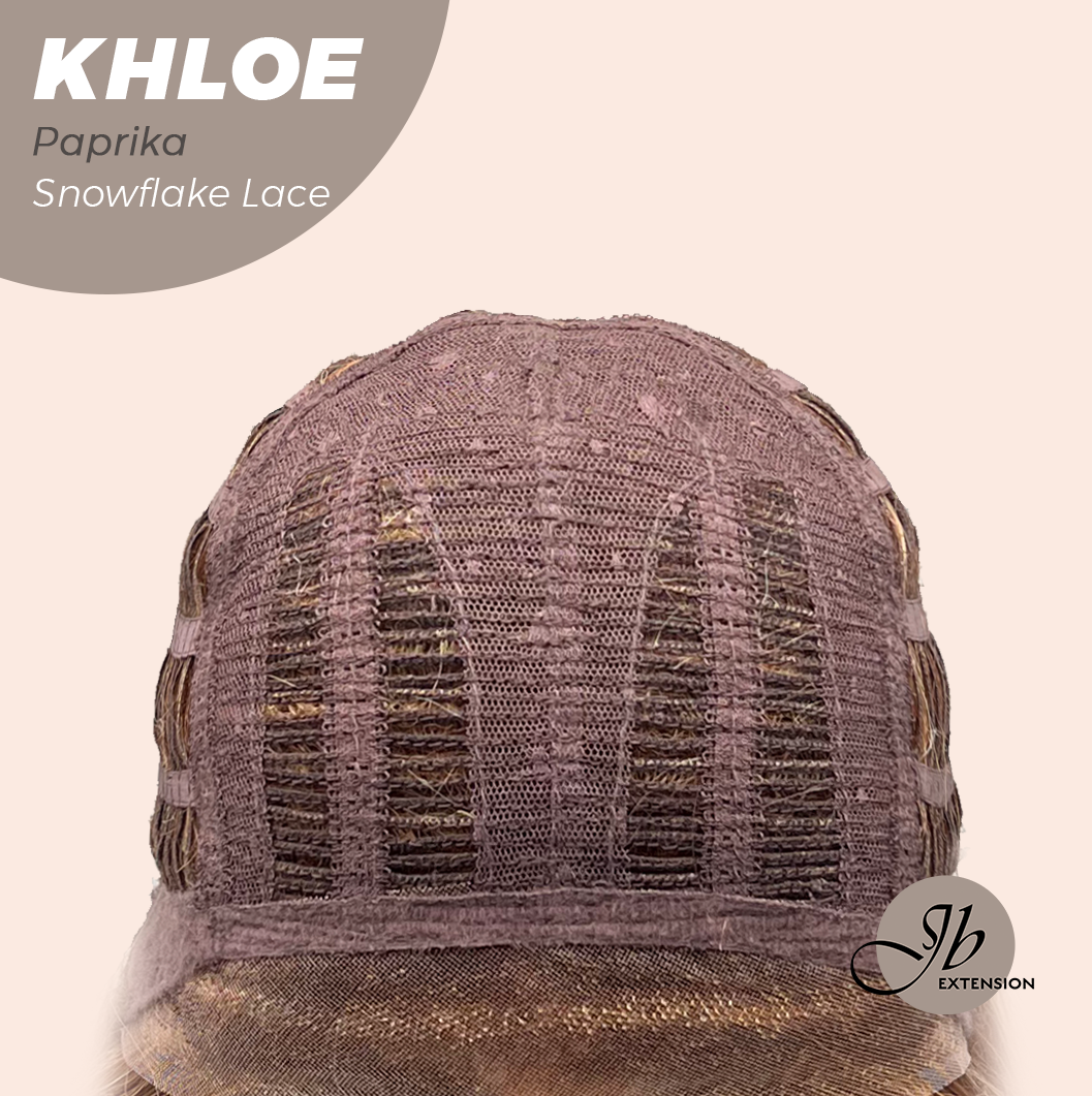 JBEXTENSION 12 Inches Bob Cut Paprika Pre-Cut Snowflake Lace Frontlace Glueless Wig KHLOE PAPRIKA【PERMATEASE】【BENDY EAR TABS】- M/L