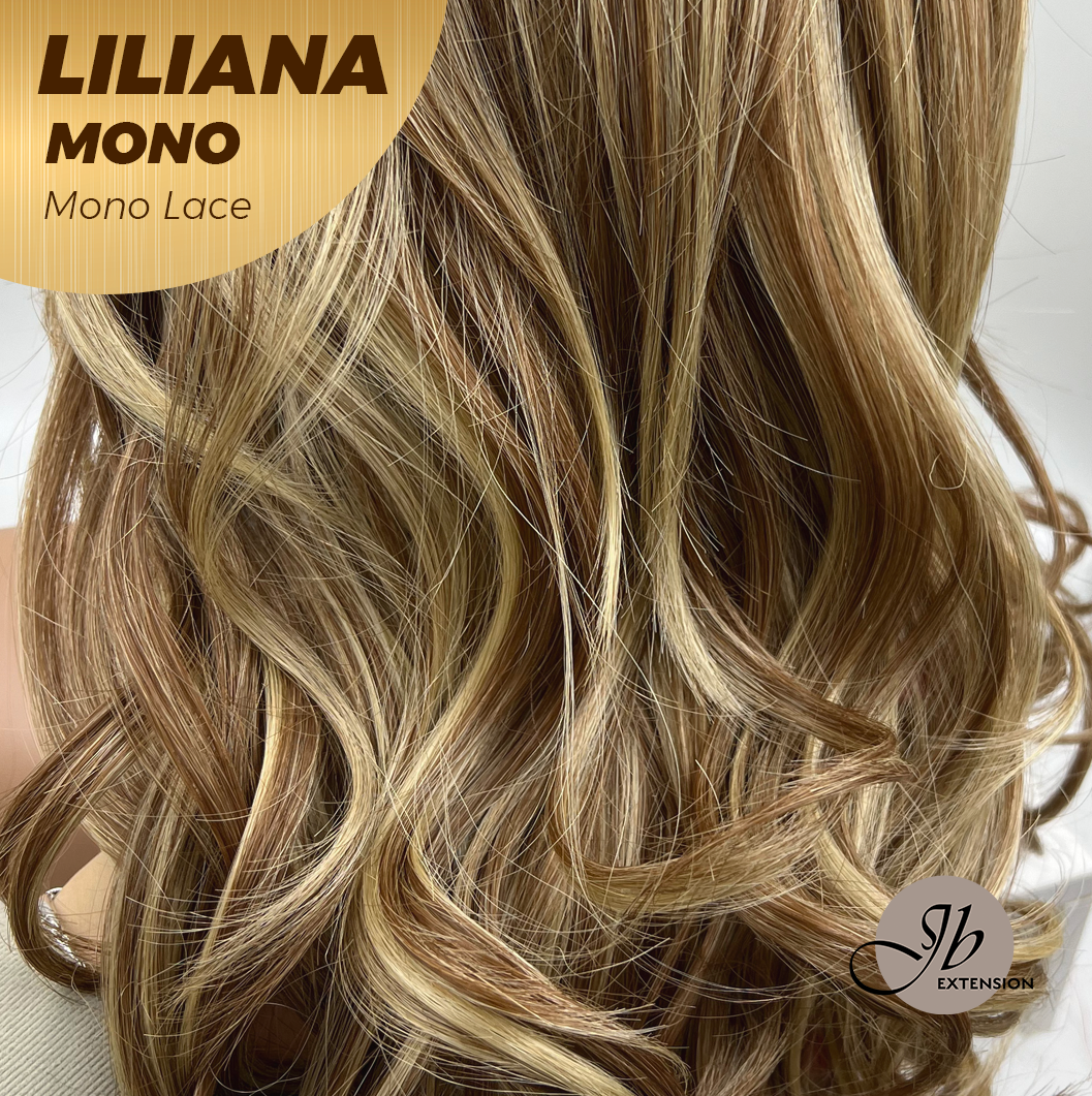 JBEXTENSION LILIANA MONO Full Monofilament Handmade Full Lace Full Hand Tied Wig 18 Inches Honey Blonde Mono Lace Handmade Futura Fiber Wig Glueless Wig LILIANA MONO【BENDY EAR TABS】