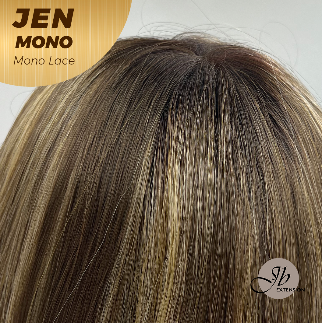 [PRE-ORDER] JBEXTENSION JEN MONO Monofilament Handmade Wig 6X5 Full Monofilament Hand Tied Top Wig 18 Inches Hazelnut Blonde Highlight Mono Lace Wig With Anti-slip Silicone Strips Glueless Wig JEN MONO【BENDY EAR TABS】
