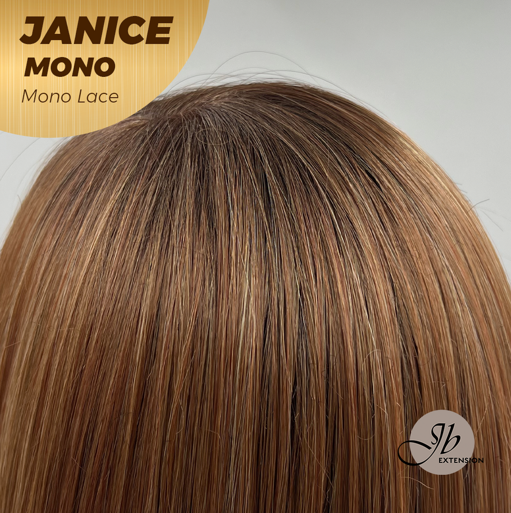 JBEXTENSION JANICE MONO Monofilament Handmade Wig 6X5 Full Monofilament Hand Tied Top Wig 20 Inches Copper Mono Lace Wig With Anti-slip Silicone Strips Glueless Wig JANICE MONO【BENDY EAR TABS】