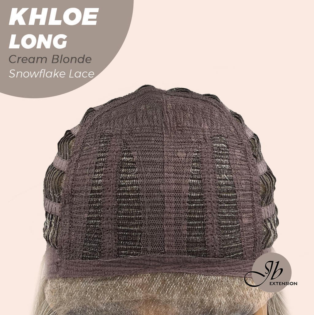 JBEXTENSION 18 Inches Cream Blonde Pre-Cut Snowflake Lace Frontlace Glueless Wig KHLOE LONG CREAM BLONDE【PERMATEASE】【BENDY EAR TABS】