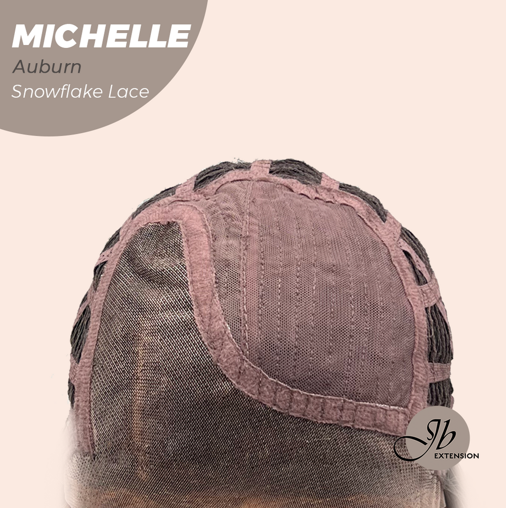 JBEXTENSION 10 Inches Auburn Pre-Cut Side Part Snowflake Lace Frontlace Glueless Wig MICHELLE AUBURN【BENDY EAR TABS】- M/L
