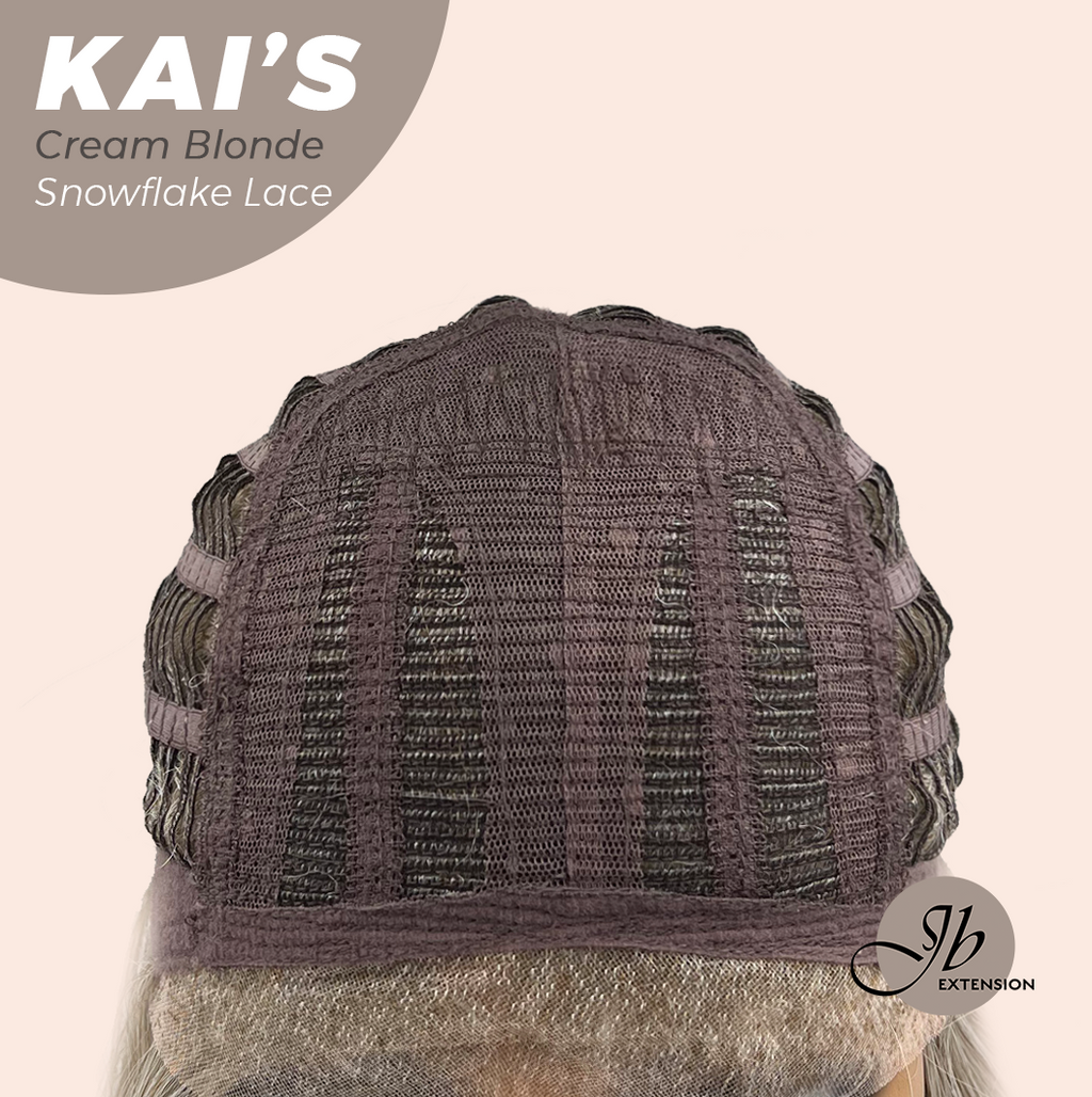 JBEXTENSION 18 Inches Cream Blonde Pre-Cut Snowflake Lace Frontlace Glueless Wig KAI'S CREAM BLONDE【PERMATEASE】【BENDY EAR TABS】