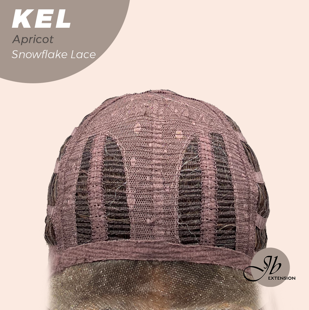 JBEXTENSION 22 Inches Apricot Pre-Cut Snowflake Lace Frontlace Glueless Wig KEL APRICOT【PERMATEASE】【BENDY EAR TABS】- M/L