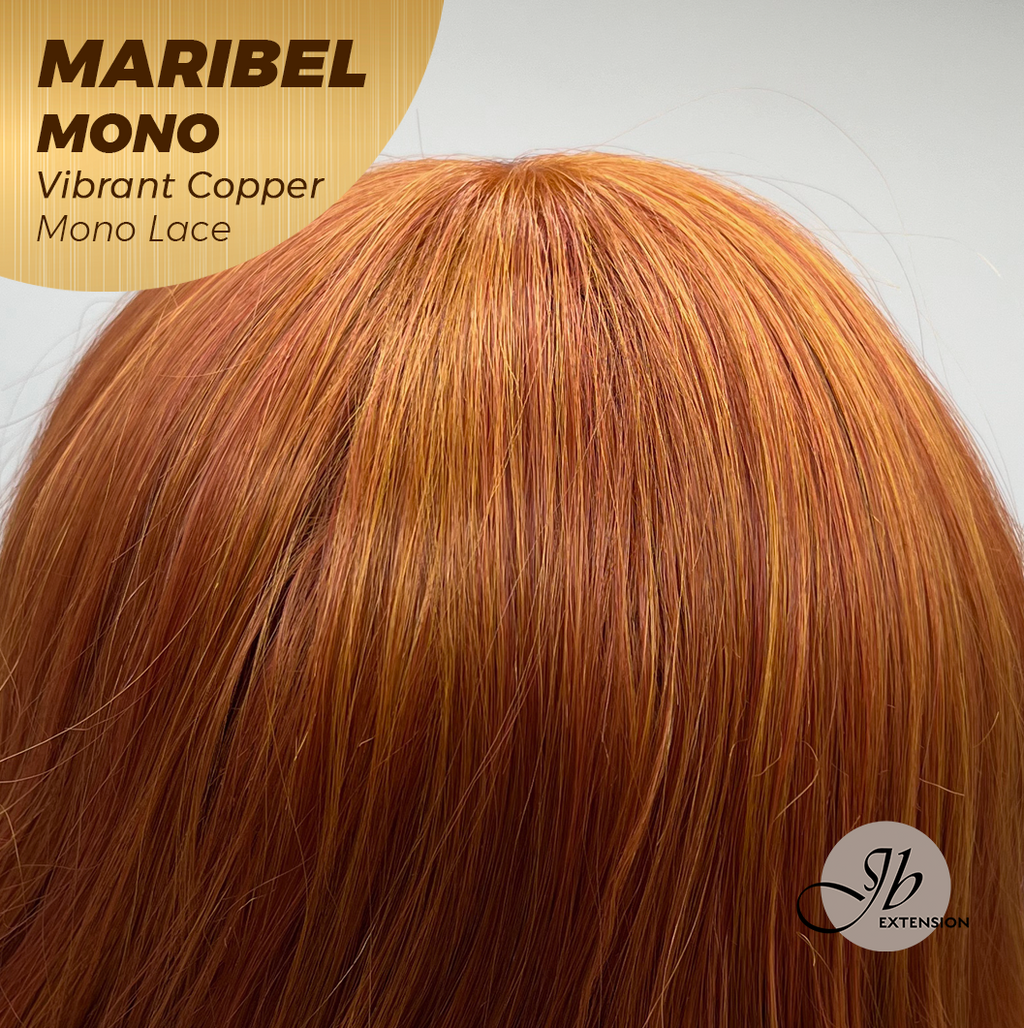 JBEXTENSION MARIBEL MONO VIBRANT COPPER Monofilament Handmade Wig 6X5 Full Monofilament Hand Tied Top Wig 16 Inches Vibrant Copper Wave Mono Lace Wig With Anti-slip Silicone Strips Glueless Wig MARIBEL MONO VIBRANT COPPER【BENDY EAR TABS】
