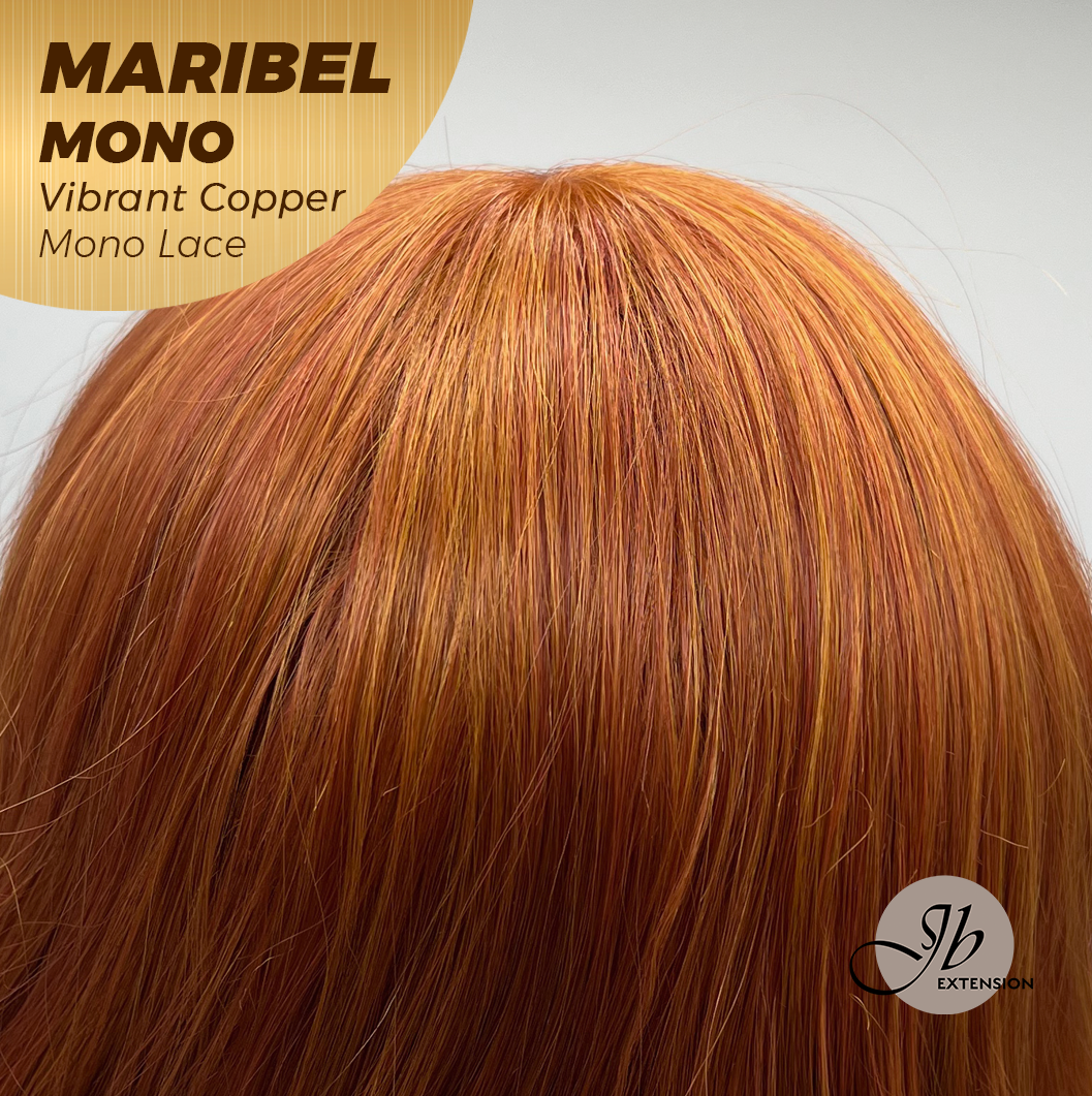 JBEXTENSION MARIBEL MONO VIBRANT COPPER Monofilament Handmade Wig 6X5 Full Monofilament Hand Tied Top Wig 16 Inches Vibrant Copper Wave Mono Lace Wig With Anti-slip Silicone Strips Glueless Wig MARIBEL MONO VIBRANT COPPER【BENDY EAR TABS】