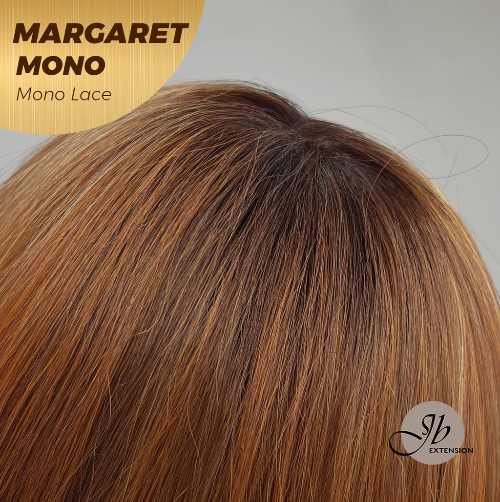 JBEXTENSION MARGARET MONO Monofilament Handmade Wig 6X5 Full Monofilament Hand Tied Top Wig 20 Inches Light Copper Mono Lace Handmade Futura Fiber Wig With Anti-slip Silicone Strips Glueless Wig MARGARET MONO【BENDY EAR TABS】