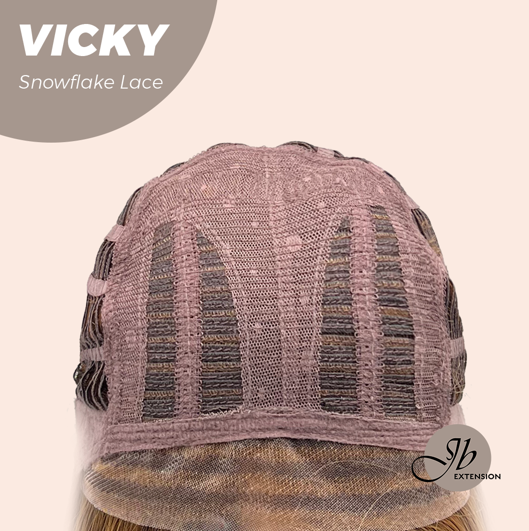 JBEXTENSION 20 Inches Caramel Pre-Cut Snowflake Lace Frontlace Glueless Wig VICKY【PERMATEASE】【BENDY EAR TABS】- M/L