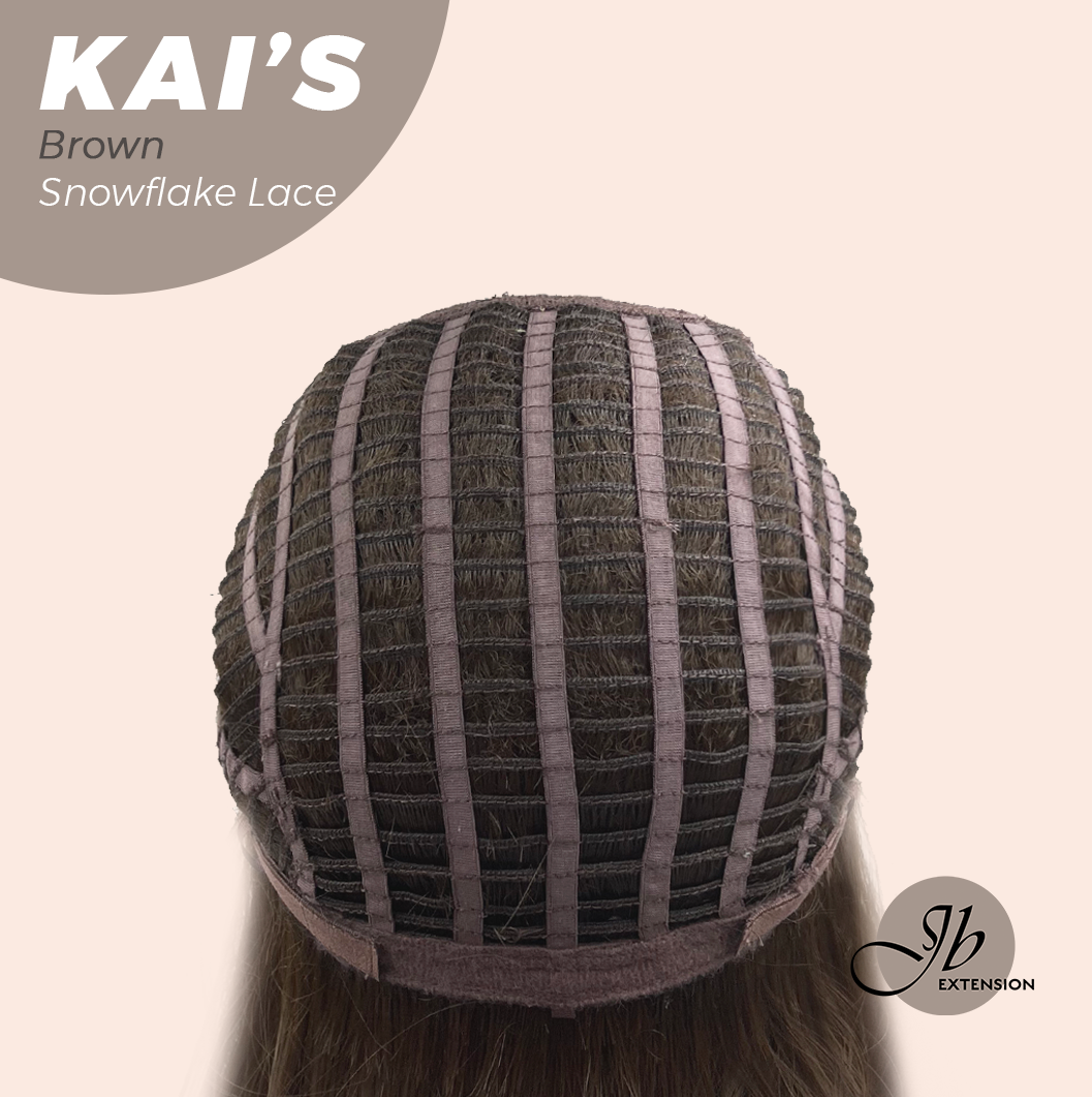 JBEXTENSION 18 Inches Brown Pre-Cut Snowflake Lace Frontlace Glueless Wig KAI'S BROWN【PERMATEASE】【BENDY EAR TABS】