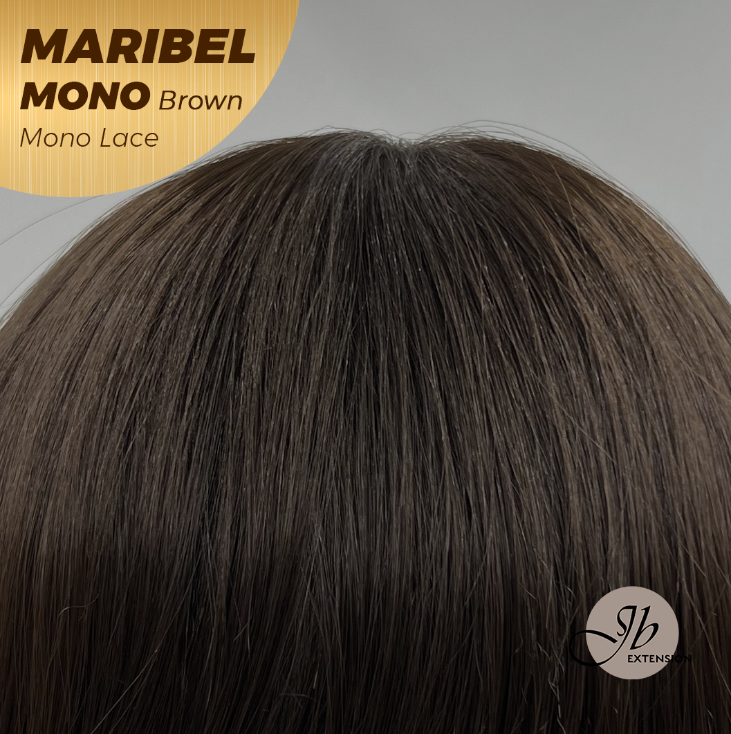 JBEXTENSION MARIBEL MONO Monofilament Handmade Wig 6X5 Full Monofilament Hand Tied Top Wig 16 Inches Brown Wave Mono Lace Wig With Anti-slip Silicone Strips Glueless Wig MARIBEL MONO BROWN【BENDY EAR TABS】