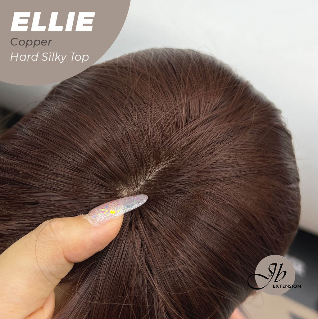 JBEXTENSION 26 Inches Scalpiana Copper Wolf Cut 3.5X4 Hard Silky Top Natural Scalp Effect Wig With Bangs ELLIE COPPER Silk Top