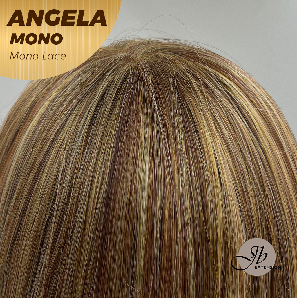 JBEXTENSION ANGELA MONO Monofilament Handmade Wig 6X5 Full Monofilament Hand Tied Top Wig 16 Inches Crème Caramel Mono Lace Wig With Anti-slip Silicone Strips Glueless Wig ANGELA MONO【BENDY EAR TABS】