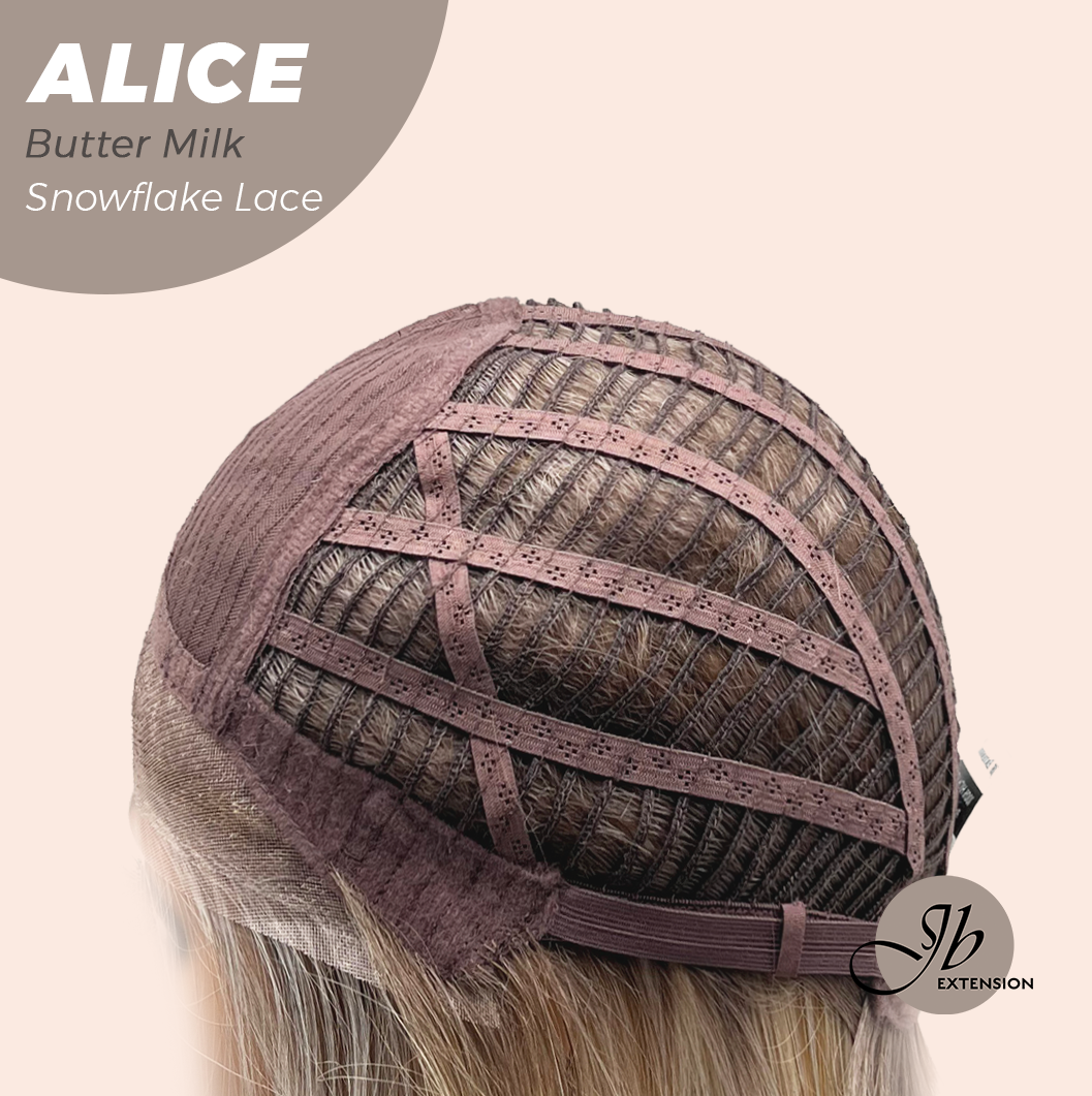 JBEXTENSION 12 Inches Butter Milk Pre-Cut Side Part Snowflake Lace Frontlace Glueless Wig ALICE BUTTER MILK【BENDY EAR TABS】- S/M