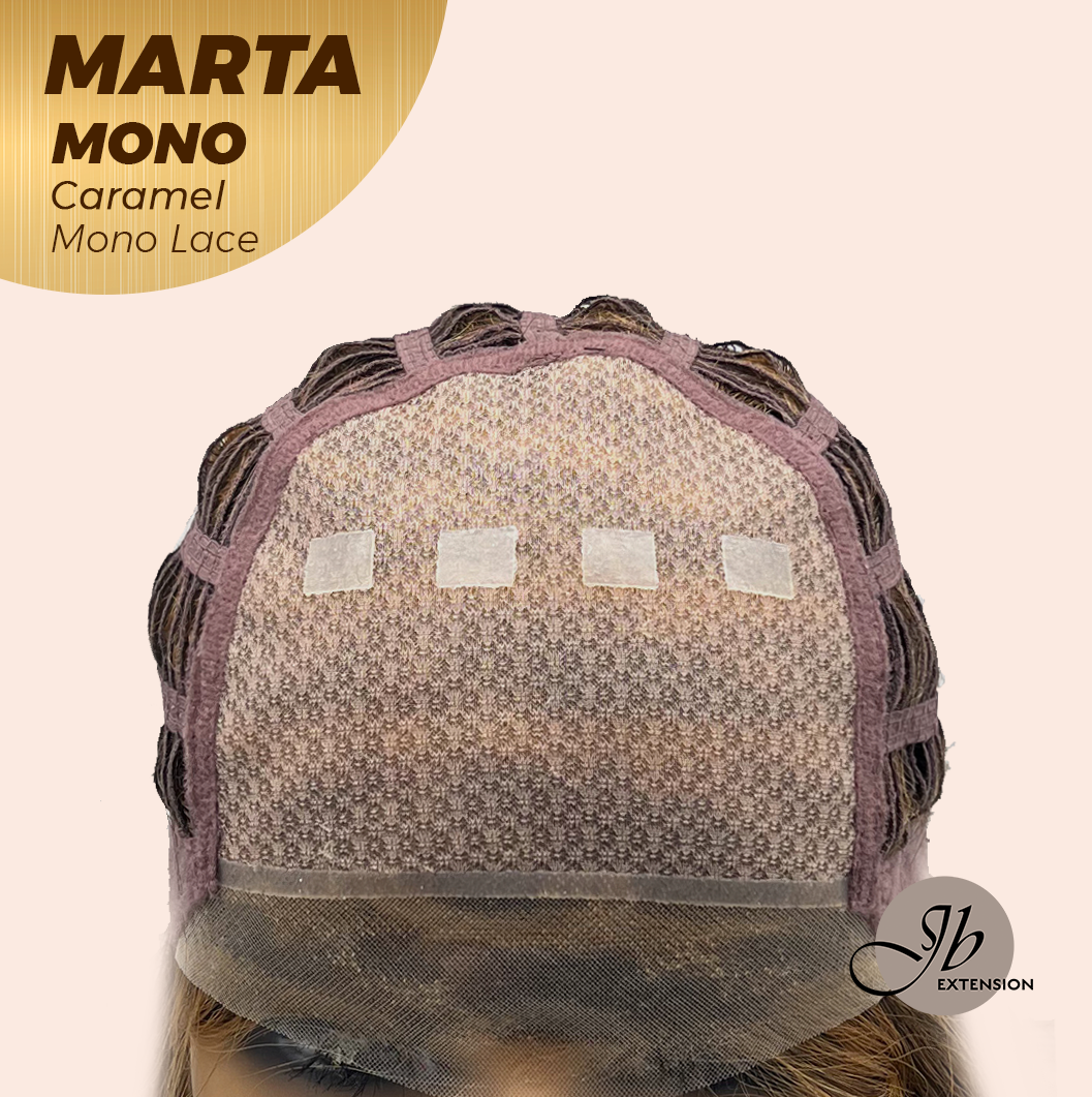 JBEXTENSION MARTA MONO CARAMEL Monofilament Handmade Wig 6X5 Full Monofilament Hand Tied Top Wig 10 Inches Caramel Mono Lace Handmade Futura Fiber Wig With Anti-slip Silicone Strips Glueless Wig MARTA MONO CARAMEL【BENDY EAR TABS】