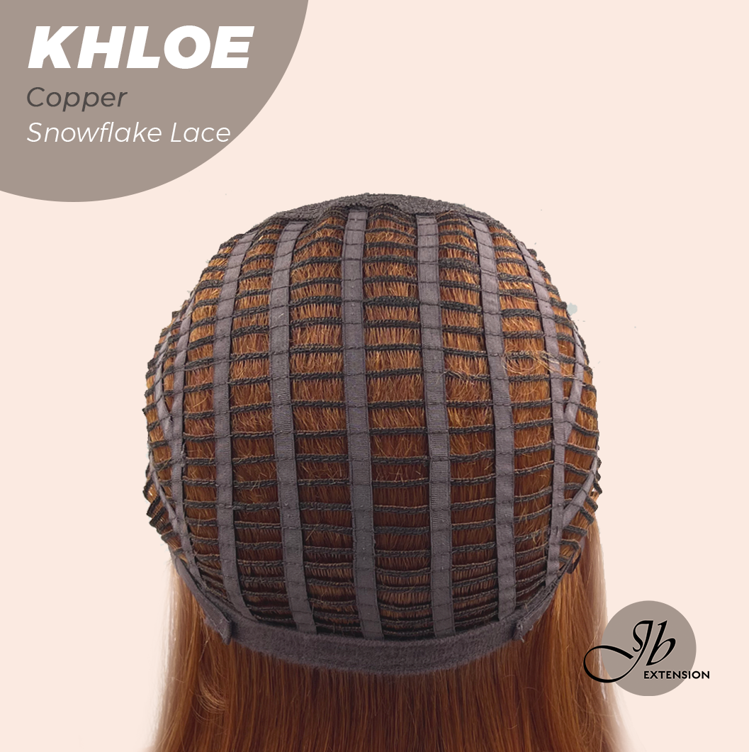 JBEXTENSION 12 Inches Bob Cut Copper Pre-Cut Snowflake Lace Frontlace Glueless Wig KHLOE COPPER【PERMATEASE】【BENDY EAR TABS】