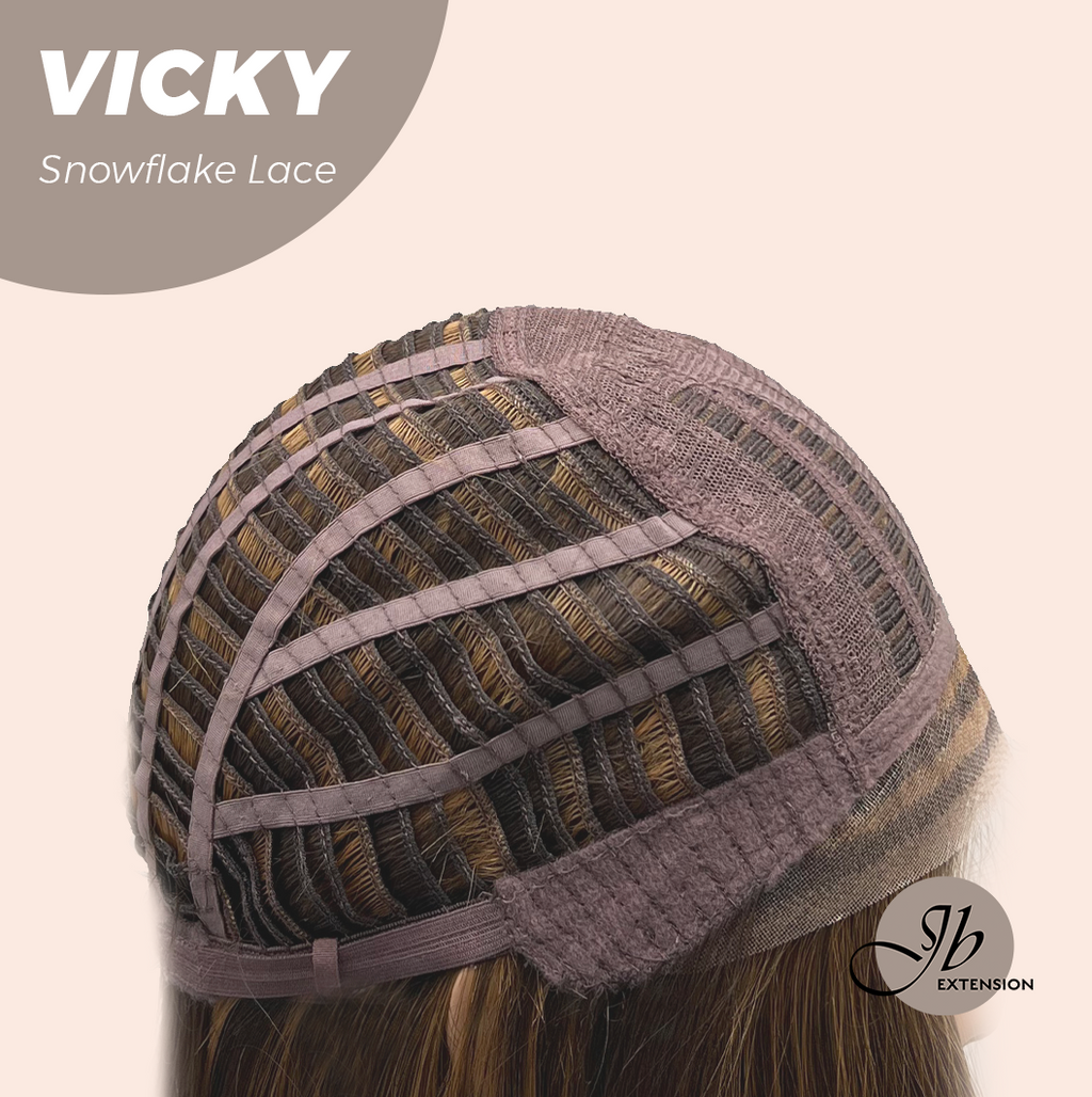 JBEXTENSION 20 Inches Caramel Pre-Cut Snowflake Lace Frontlace Glueless Wig VICKY【PERMATEASE】【BENDY EAR TABS】- M/L