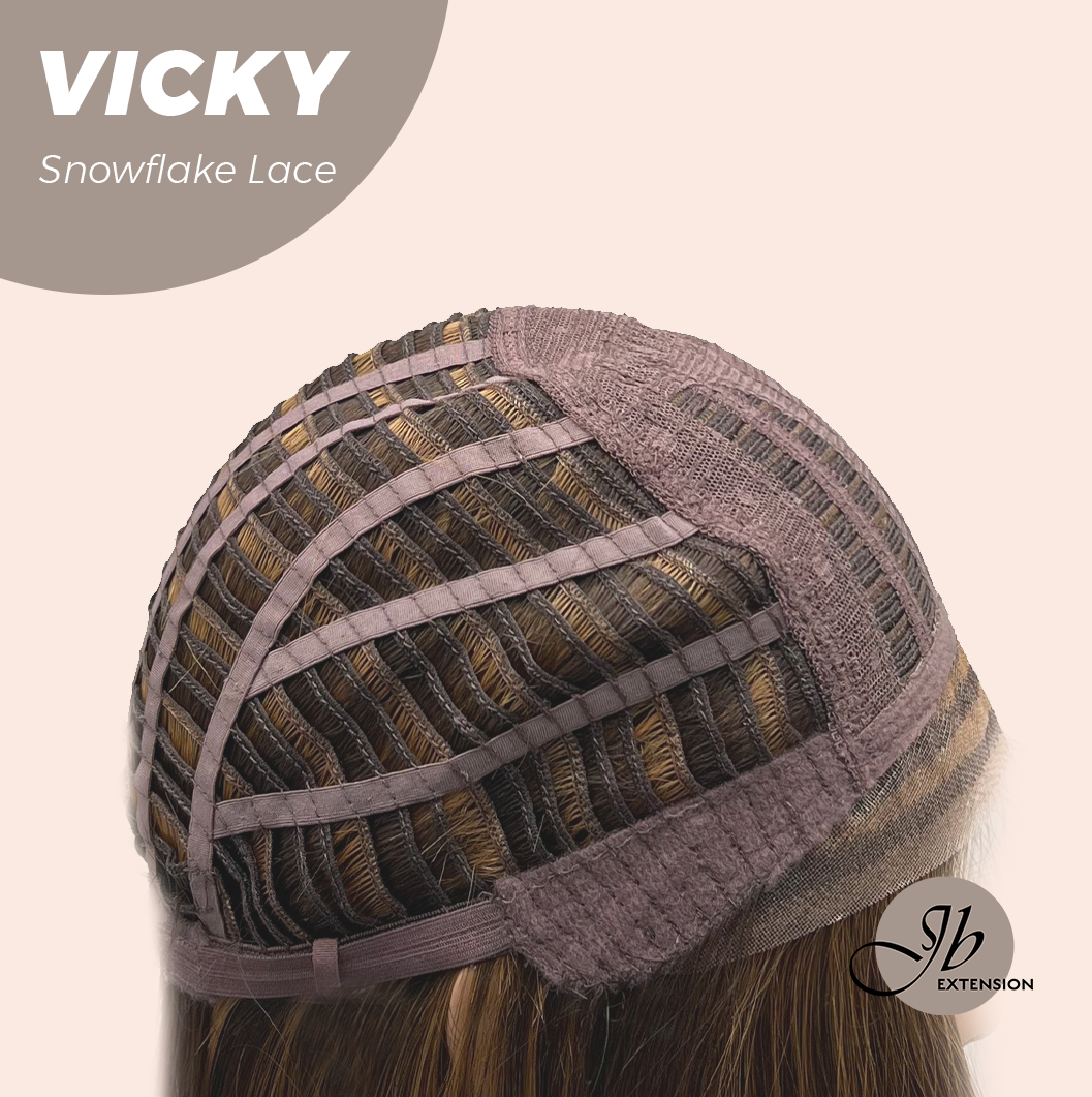 JBEXTENSION 20 Inches Caramel Pre-Cut Snowflake Lace Frontlace Glueless Wig VICKY【PERMATEASE】【BENDY EAR TABS】- M/L