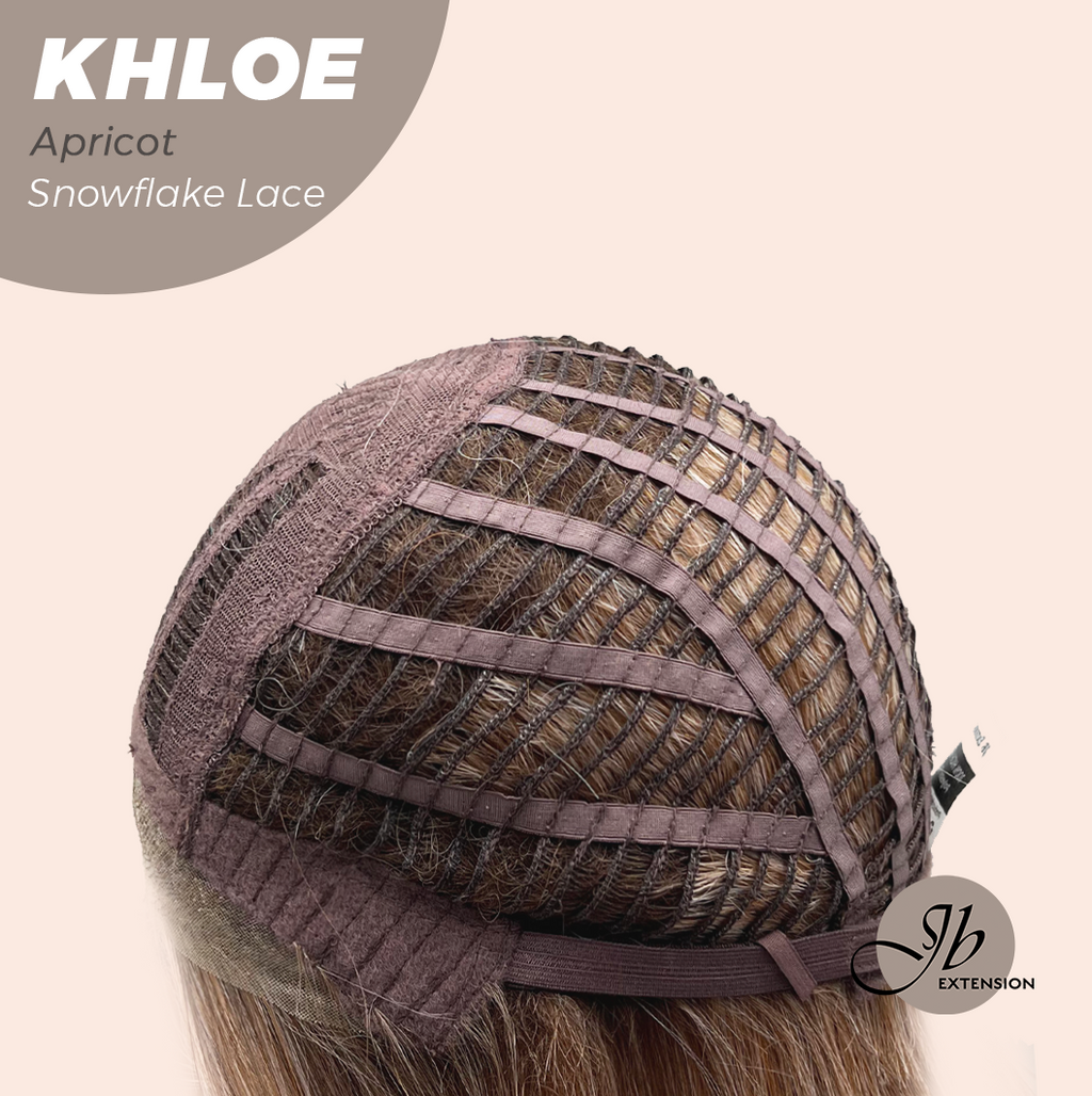 JBEXTENSION 12 Inches Bob Cut Apricot Pre-Cut Snowflake Lace Frontlace Glueless Wig KHLOE APRICOT【PERMATEASE】【BENDY EAR TABS】- M/L