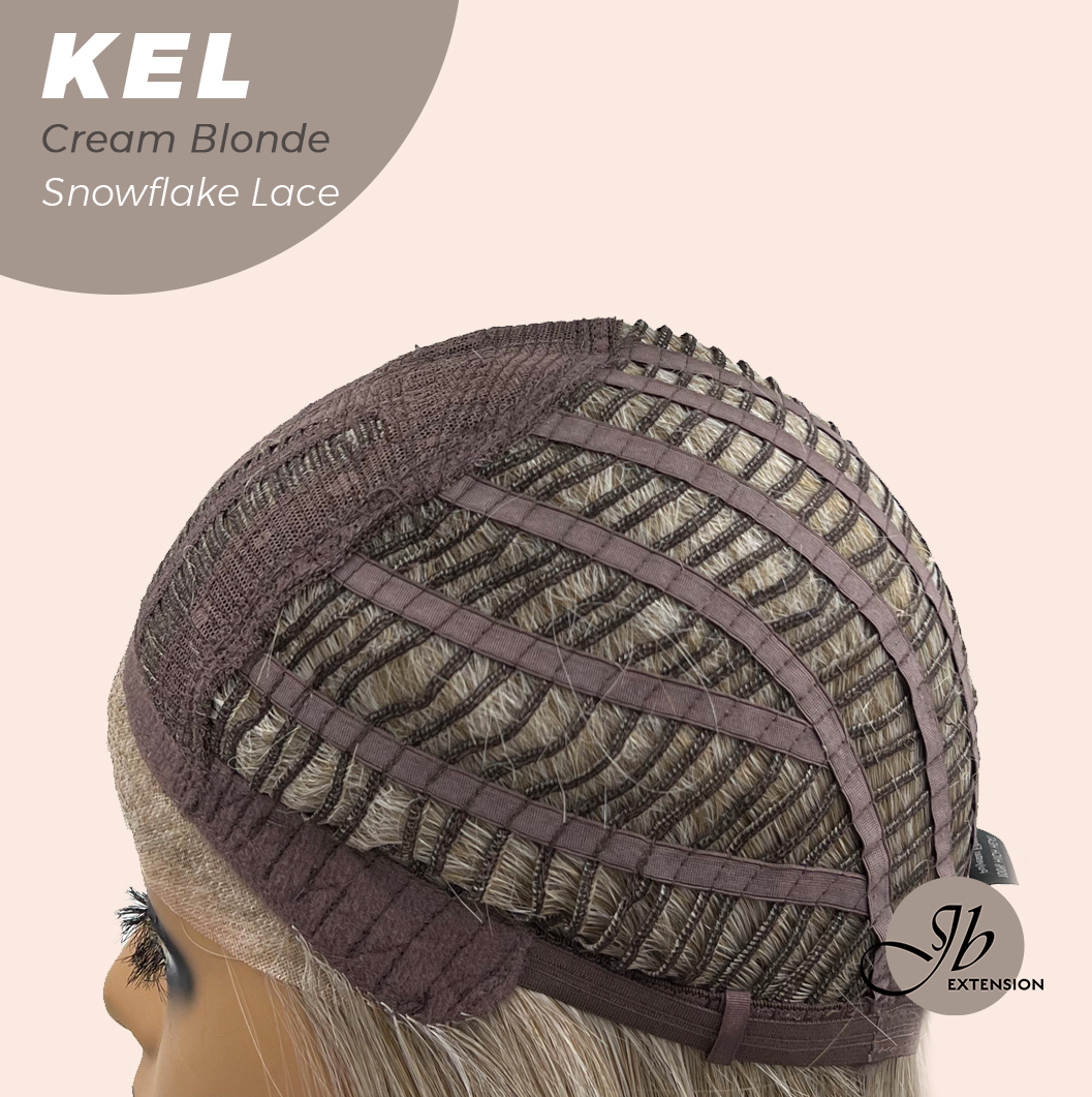JBEXTENSION 22 Inches Cream Blonde Pre-Cut Snowflake Lace Frontlace Glueless Wig KEL CREAM BLONDE【PERMATEASE】【BENDY EAR TABS】- S/M