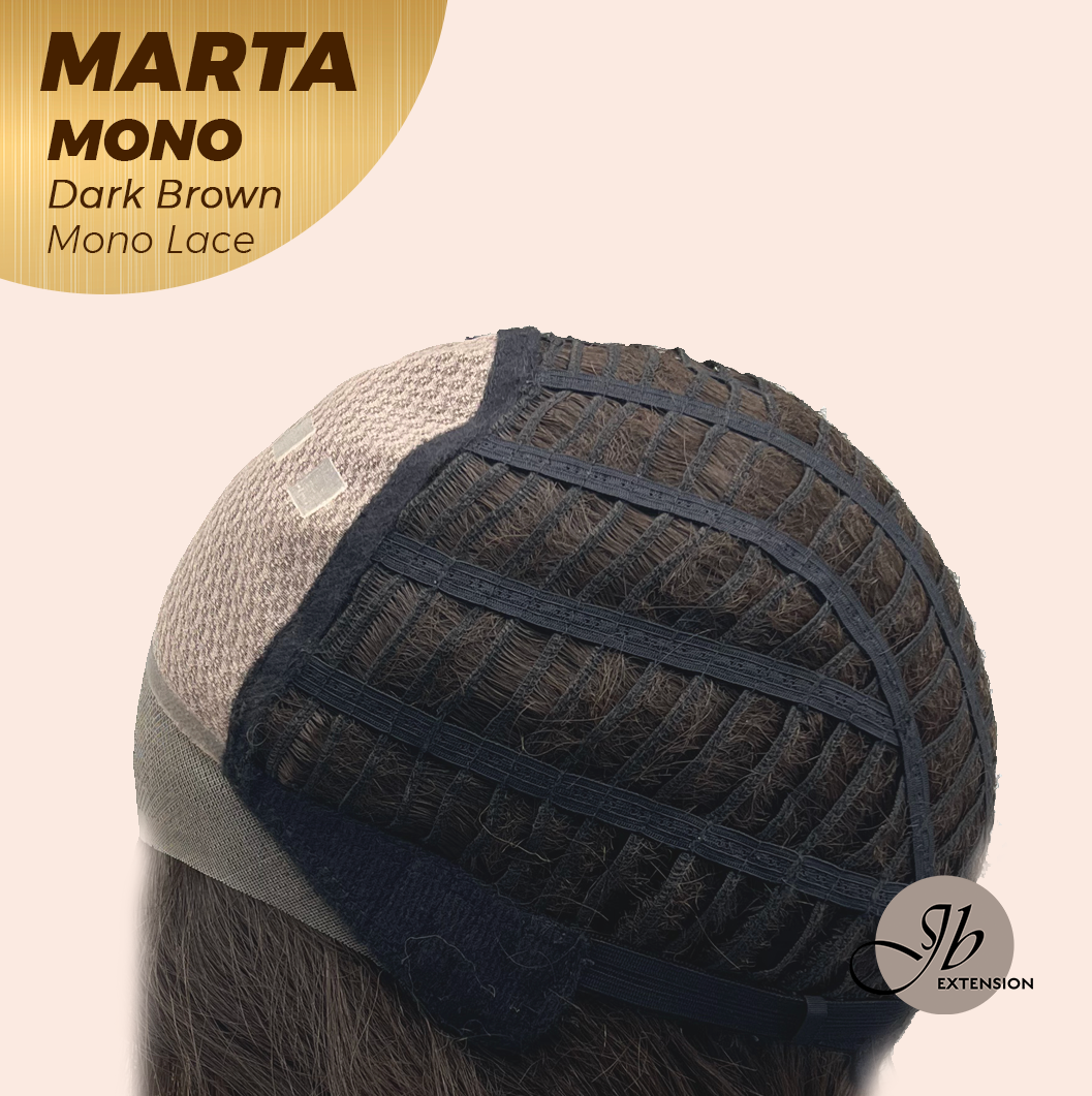 JBEXTENSION MARTA MONO DARK BROWN Monofilament Handmade Wig 6X5 Full Monofilament Hand Tied Top Wig 10 Inches Dark Brown Mono Lace Handmade Futura Fiber Wig With Anti-slip Silicone Strips Glueless Wig MARTA MONO DARK BROWN【BENDY EAR TABS】