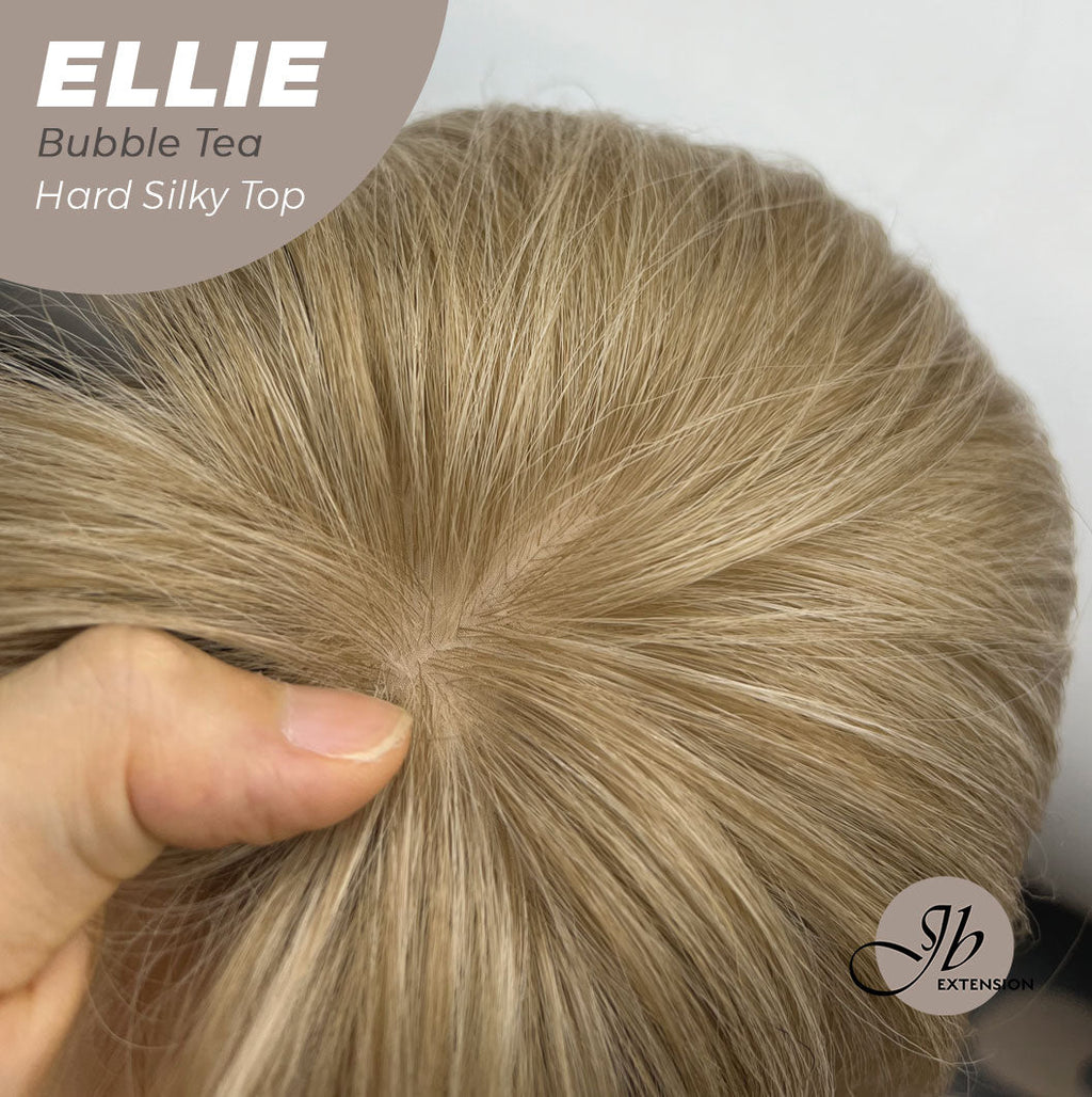 JBEXTENSION 26 Inches Scalpiana Bubble Tea Wolf Cut 3.5X4 Hard Silky Top Natural Scalp Effect Wig With Bangs ELLIE BUBBLE TEA Silk Top