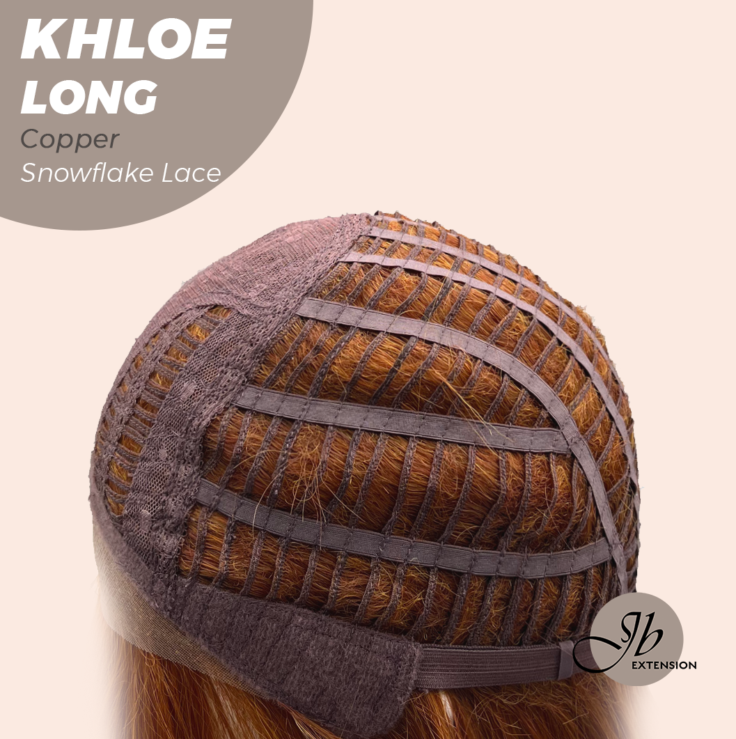 JBEXTENSION 18 Inches Copper Pre-Cut Snowflake Lace Frontlace Glueless Wig KHLOE LONG COPPER【PERMATEASE】【BENDY EAR TABS】